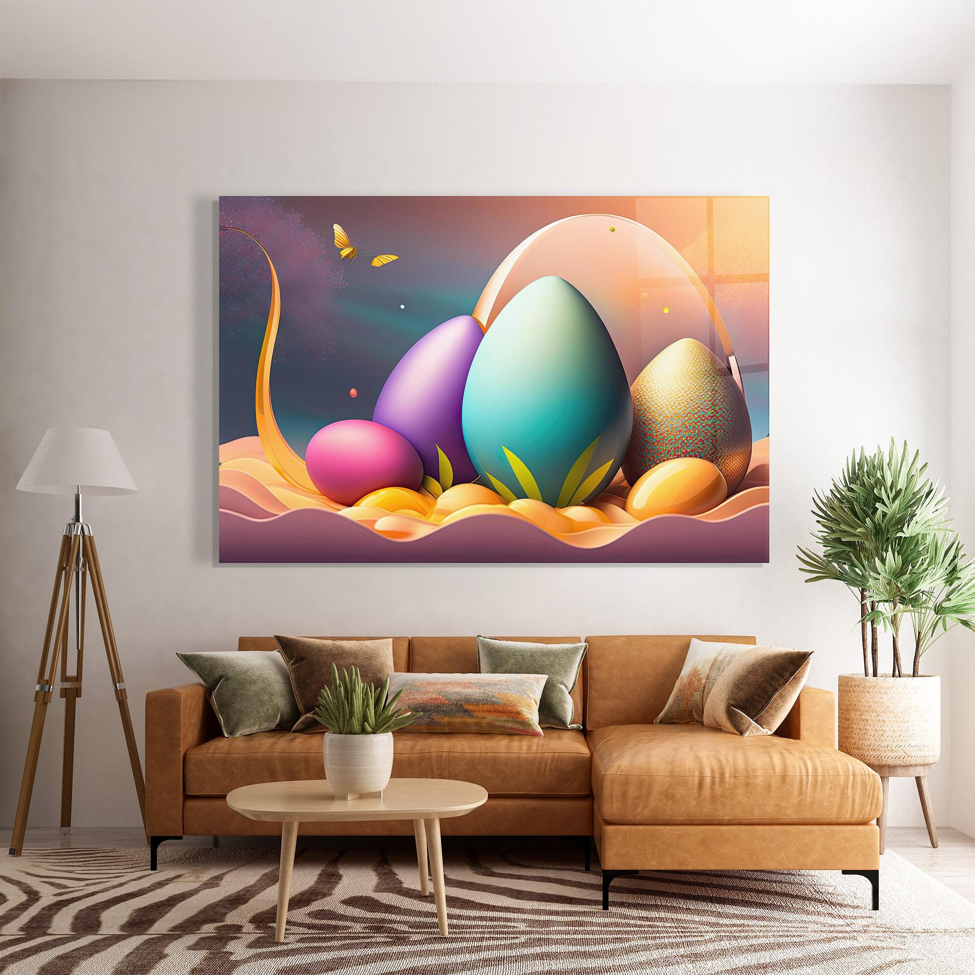 Tablou Sticla Big Blue Easter Egg mockup 7