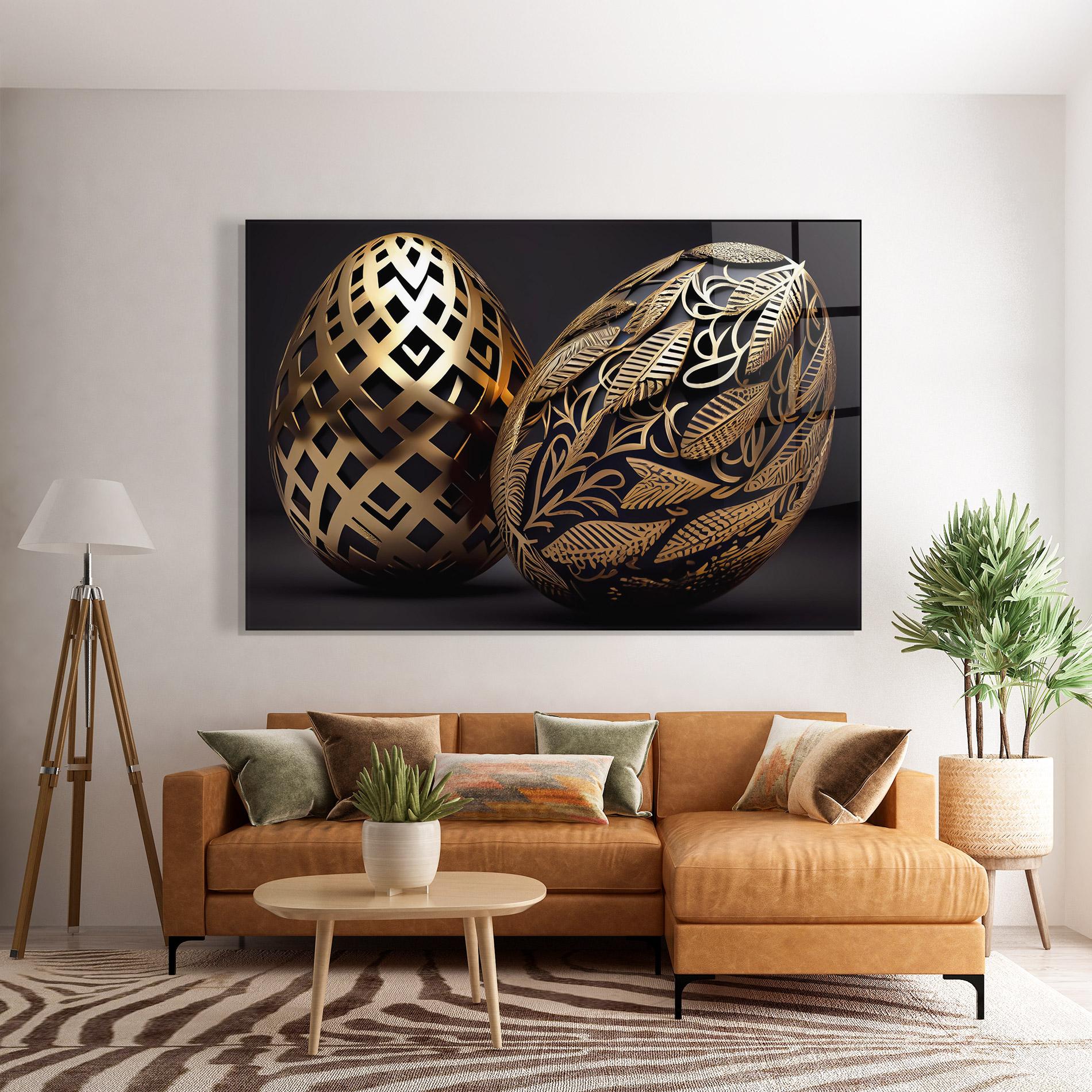Tablou Sticla Black Golden Eggs mockup 7