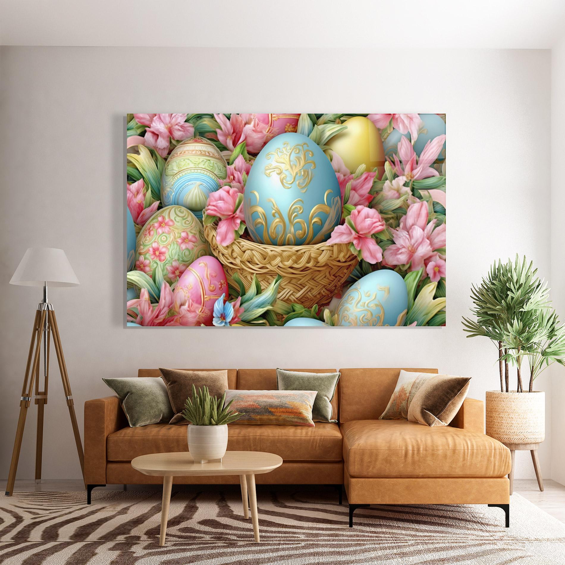 Tablou Sticla Blue Easter Egg mockup 7