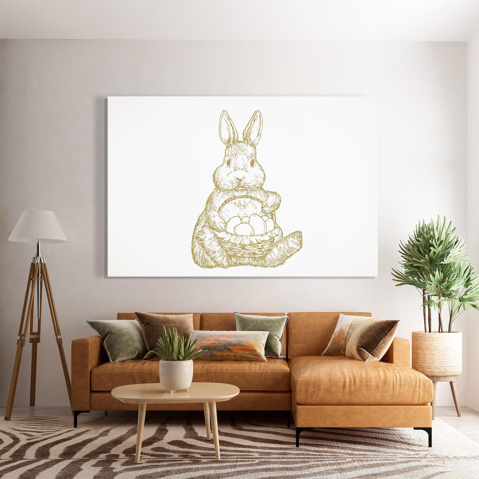 Tablou Sticla Bunny With Basket mockup 7