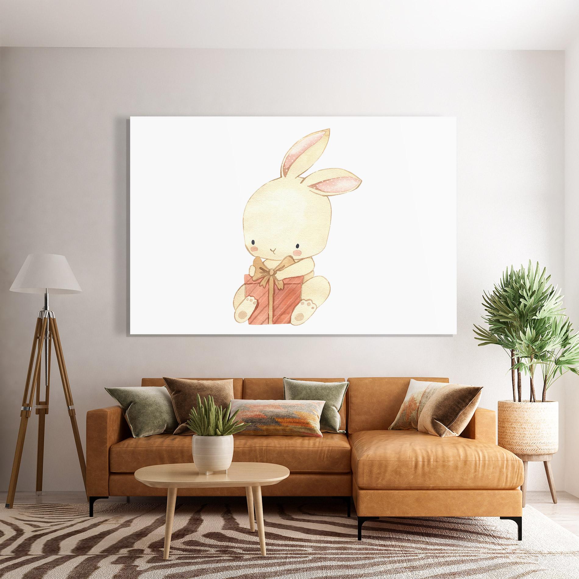 Tablou Sticla Bunny With Gift mockup 7