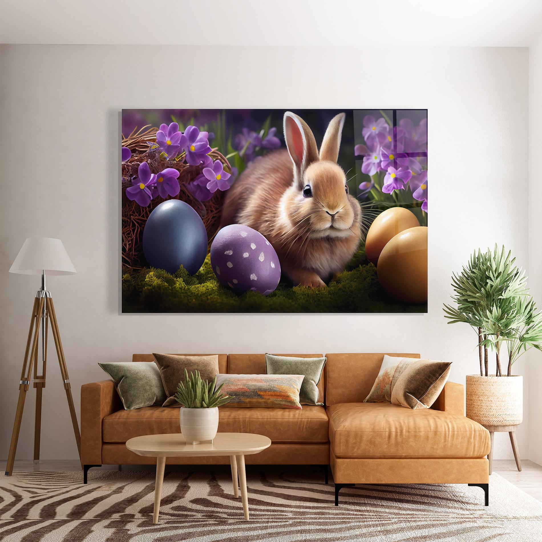 Tablou Sticla Cute Easter Rabbit mockup 7