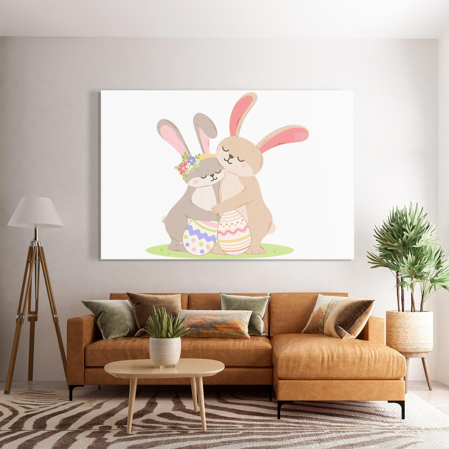 Tablou Sticla Easter Bunny Couple mockup 7