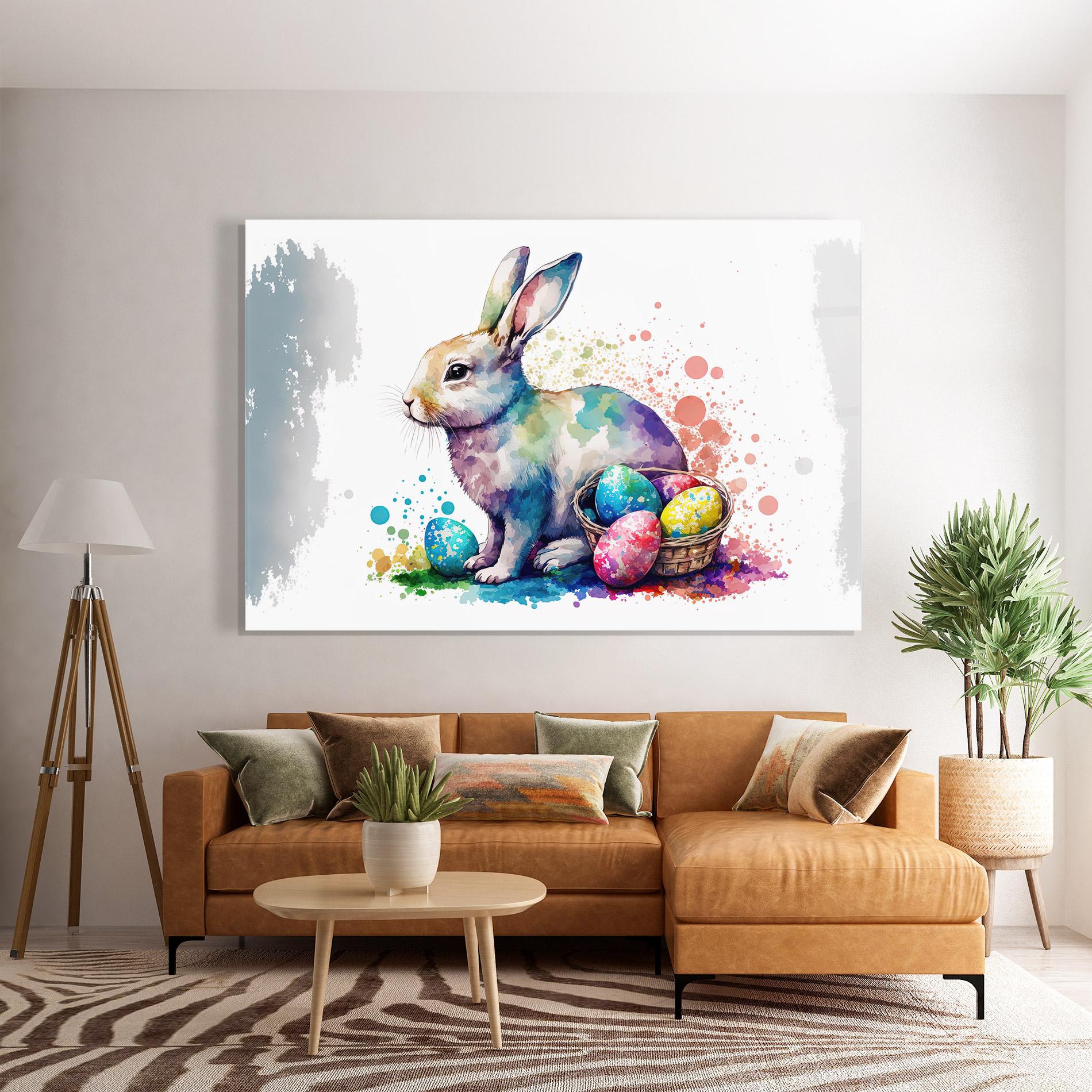 Tablou Sticla Easter Bunny Watercolor mockup 7