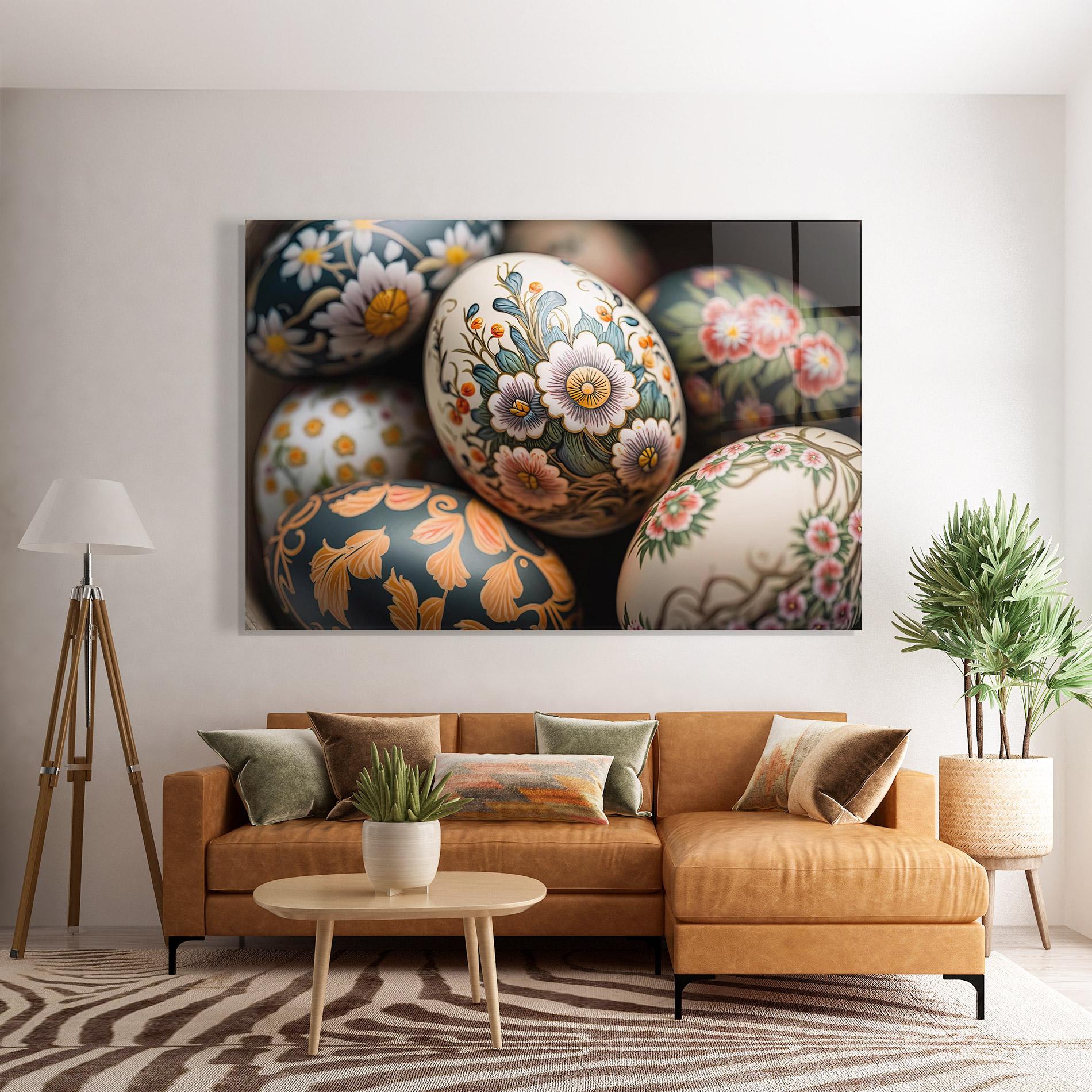 Tablou Sticla Floral Painted Eggs mockup 7