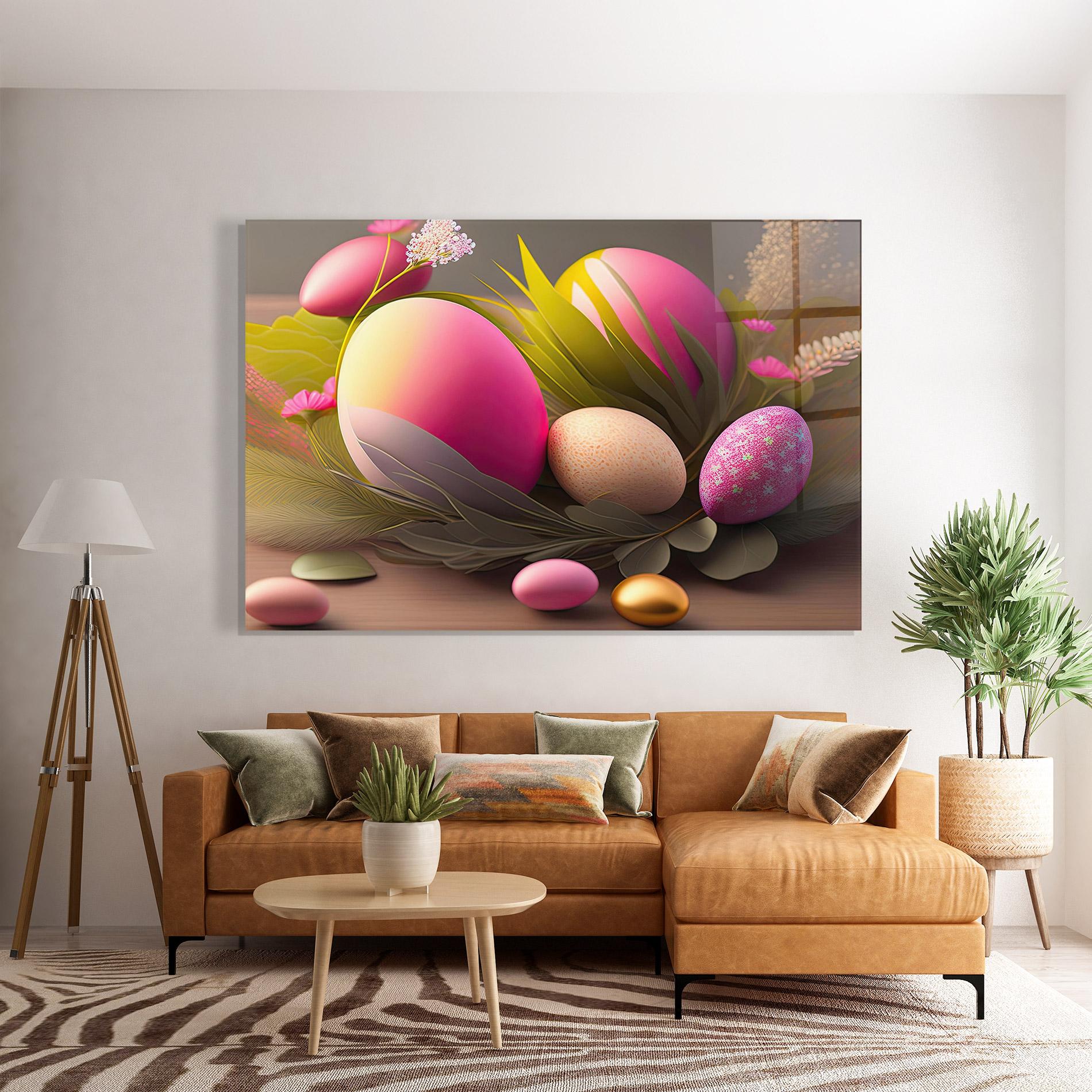 Tablou Sticla Pink Easter Eggs mockup 7