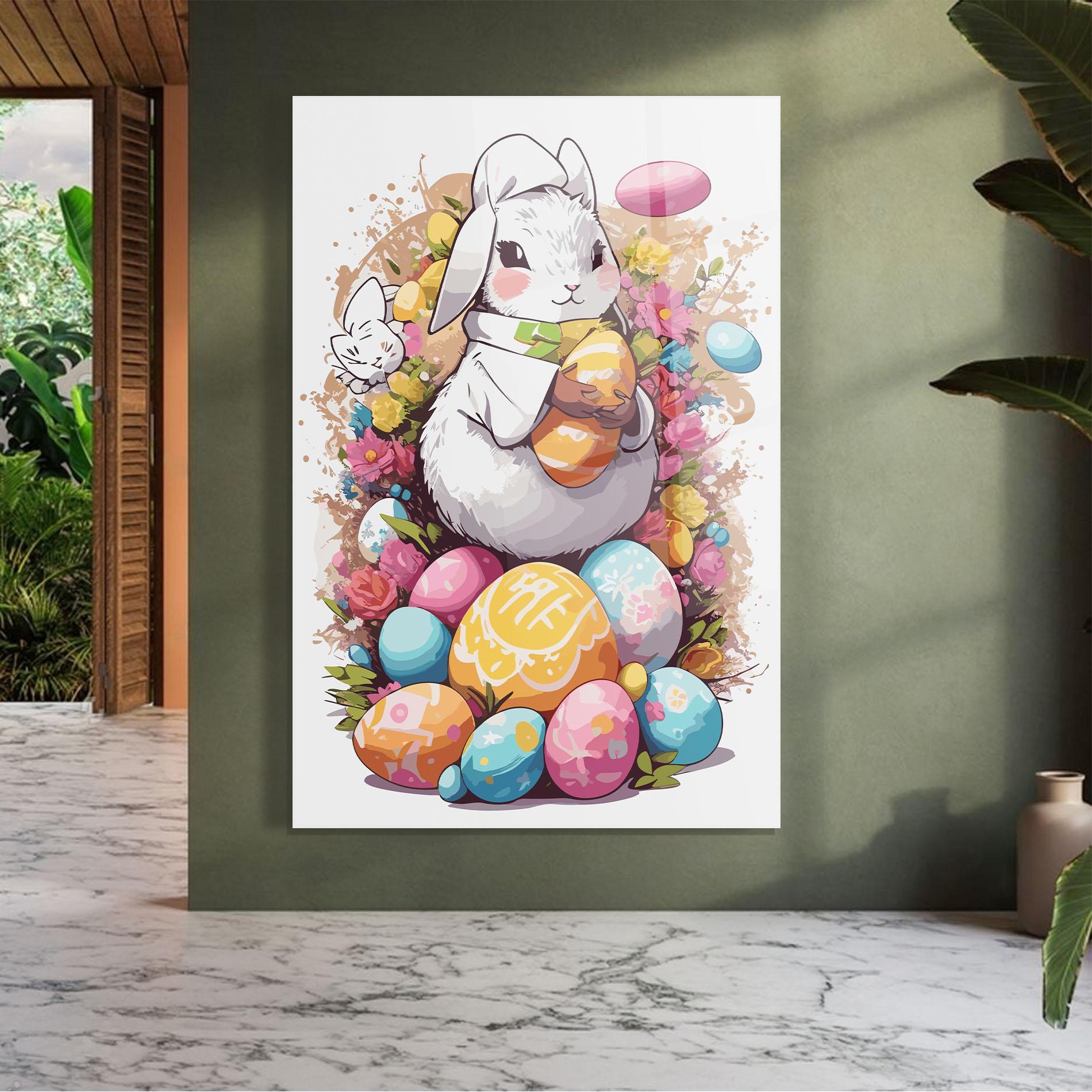 Tablou Sticla White Easter Bunny mockup 7