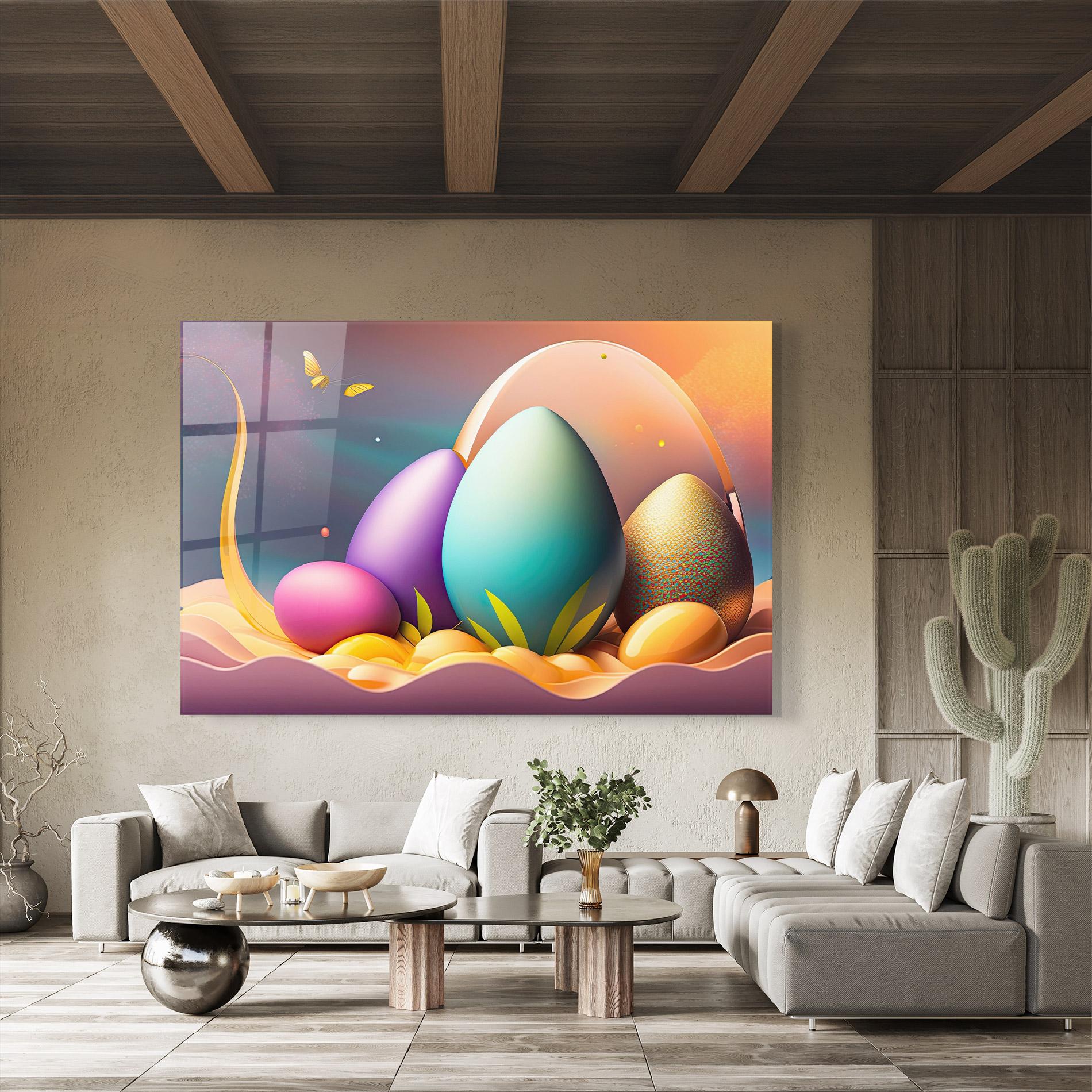 Tablou Sticla Big Blue Easter Egg mockup 8