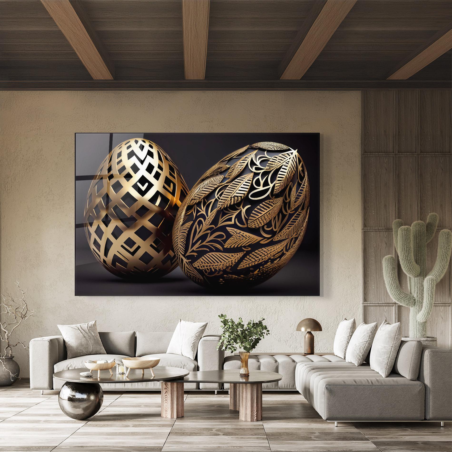 Tablou Sticla Black Golden Eggs mockup 8