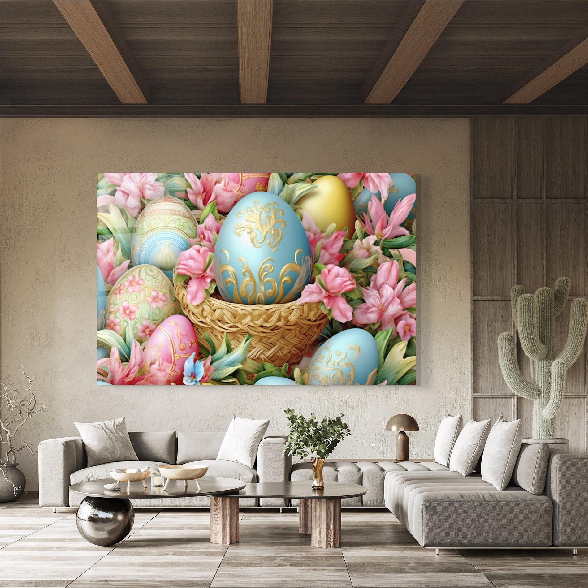 Tablou Sticla Blue Easter Egg mockup 8