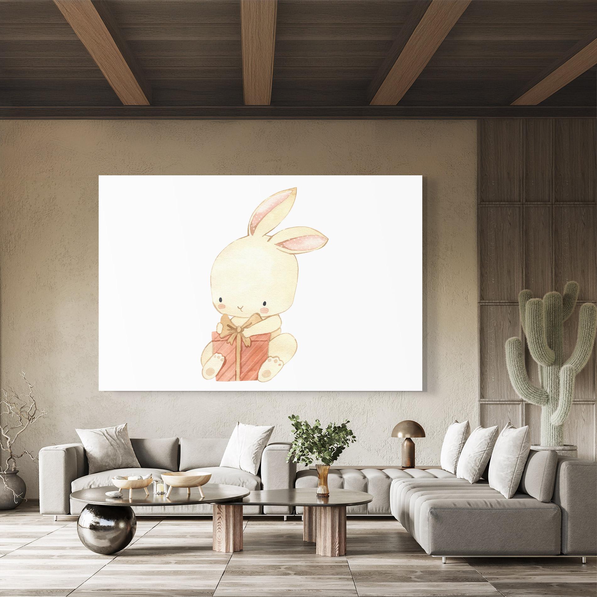 Tablou Sticla Bunny With Gift mockup 8