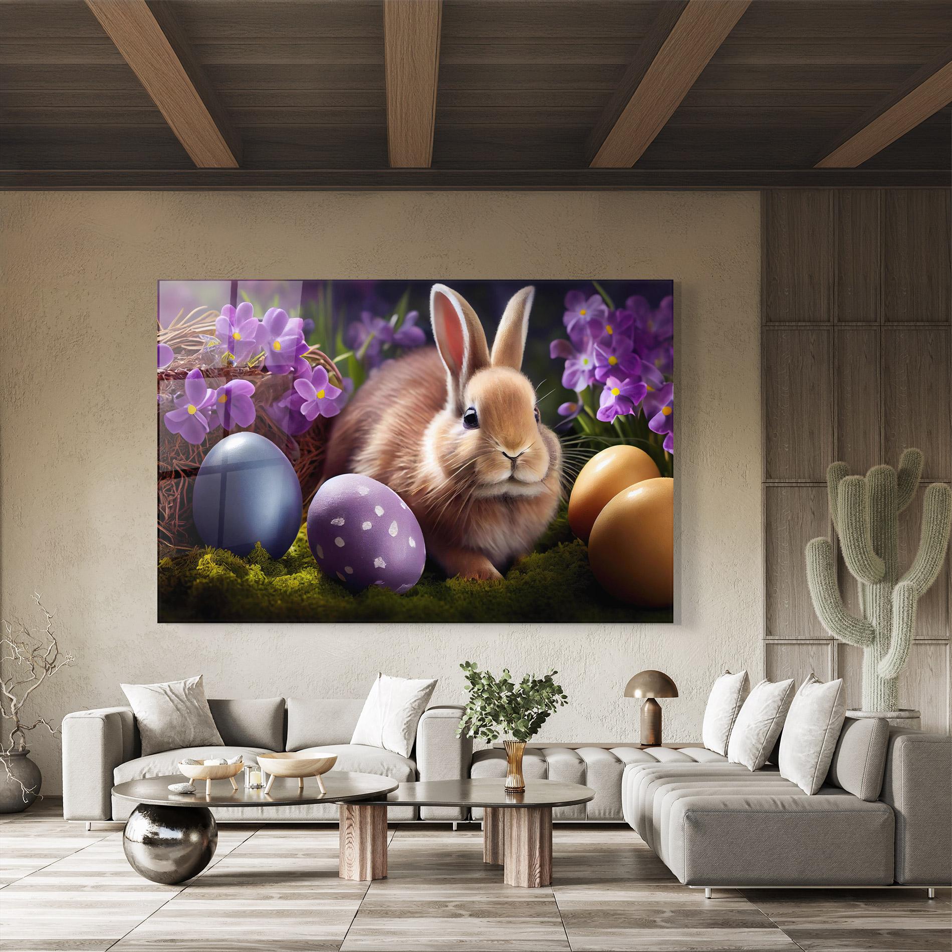 Tablou Sticla Cute Easter Rabbit mockup 8