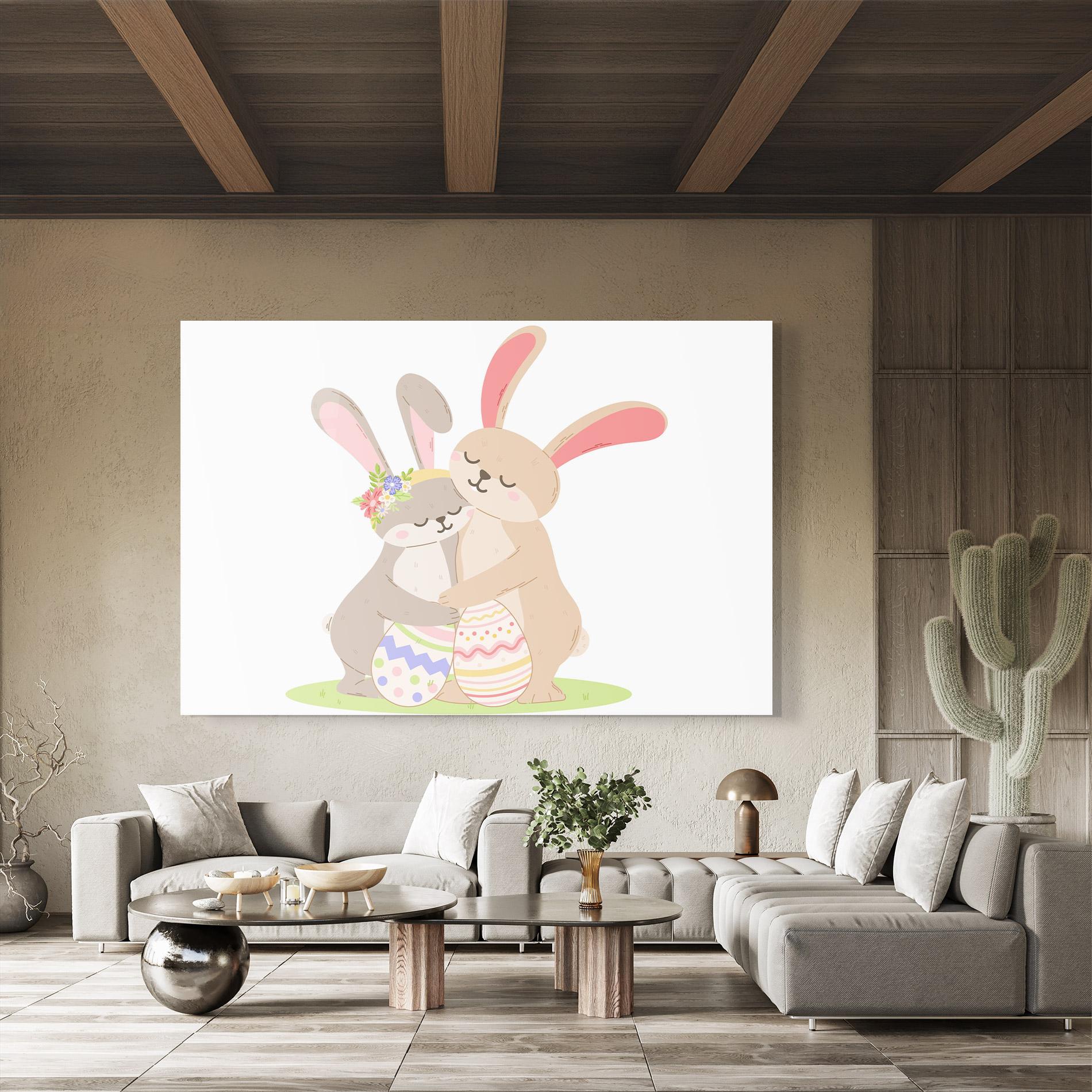 Tablou Sticla Easter Bunny Couple mockup 8
