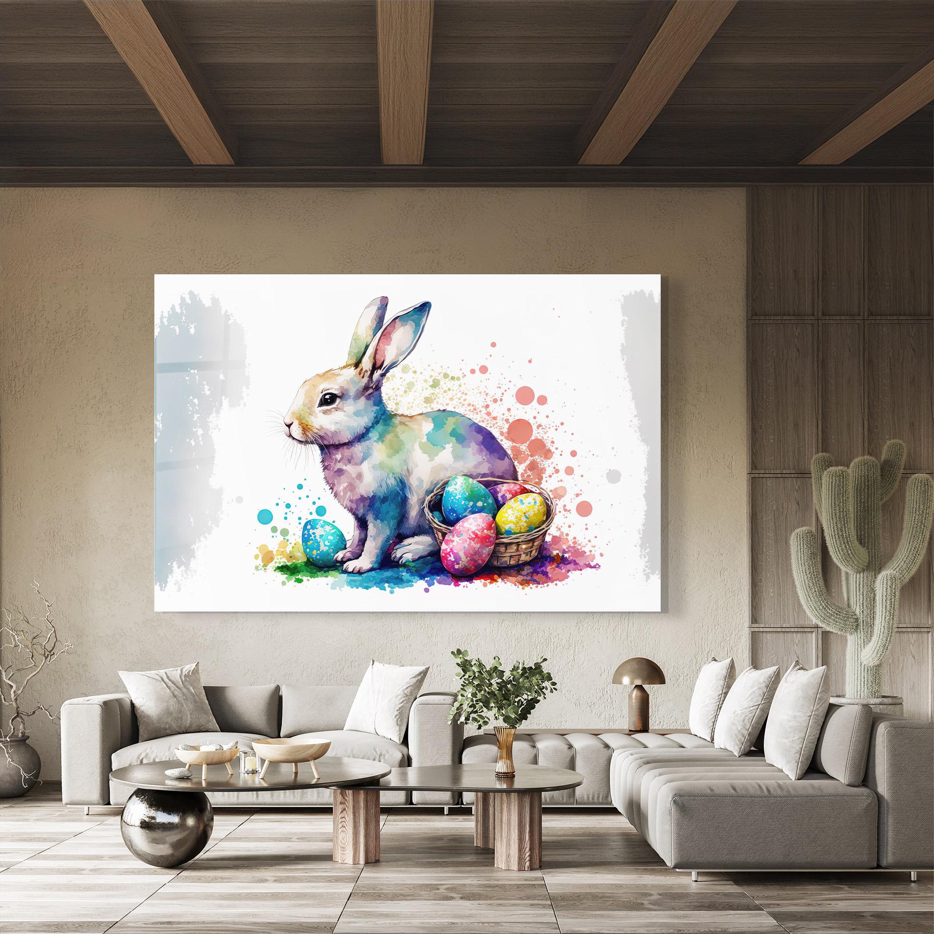 Tablou Sticla Easter Bunny Watercolor mockup 8