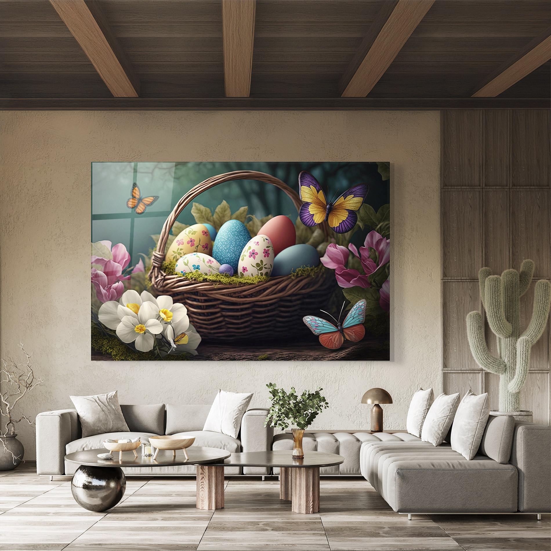 Tablou Sticla Easter Eggs Butterfly mockup 8