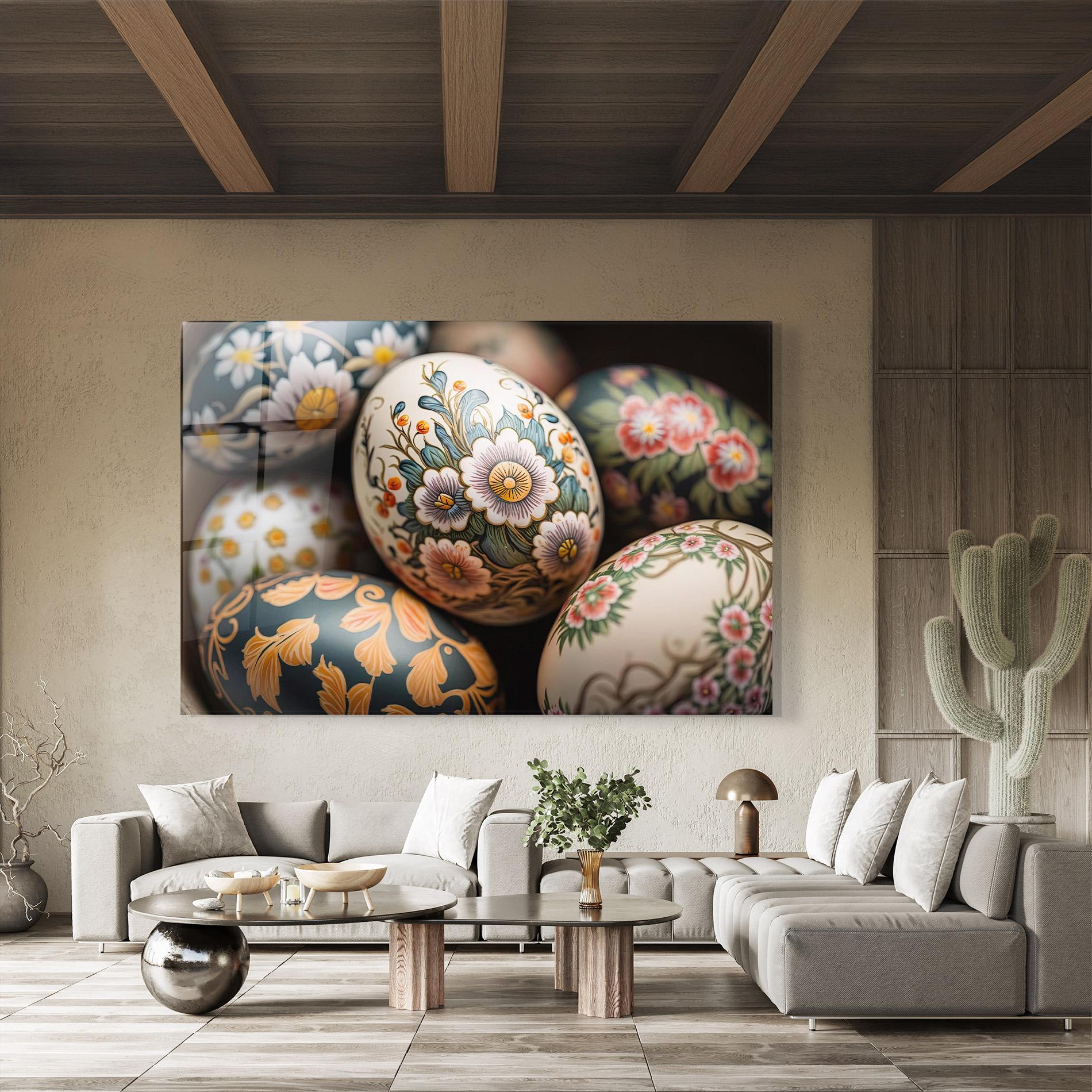 Tablou Sticla Floral Painted Eggs mockup 8