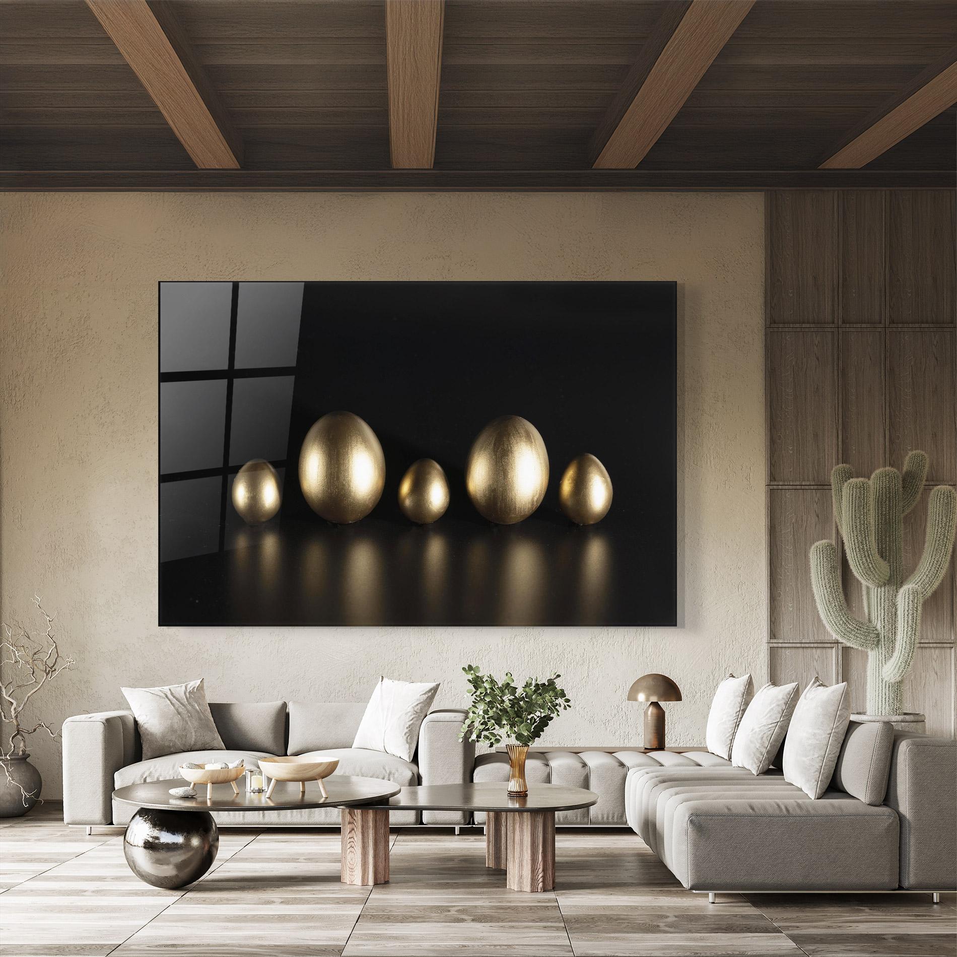 Tablou Sticla Gold Eggs Shot mockup 8