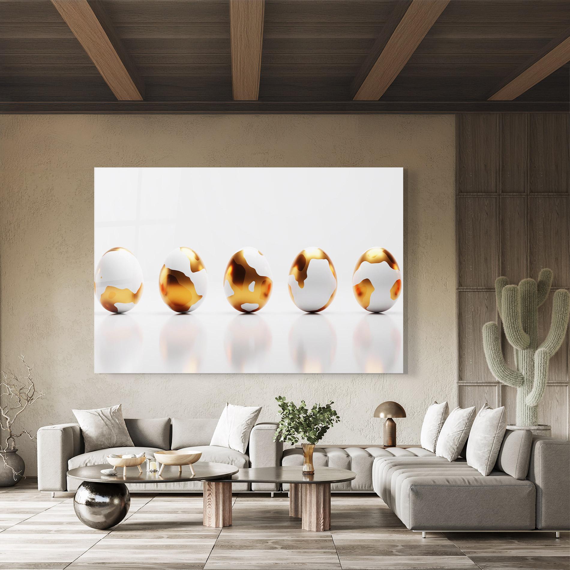 Tablou Sticla Golden Shiny Eggs mockup 8