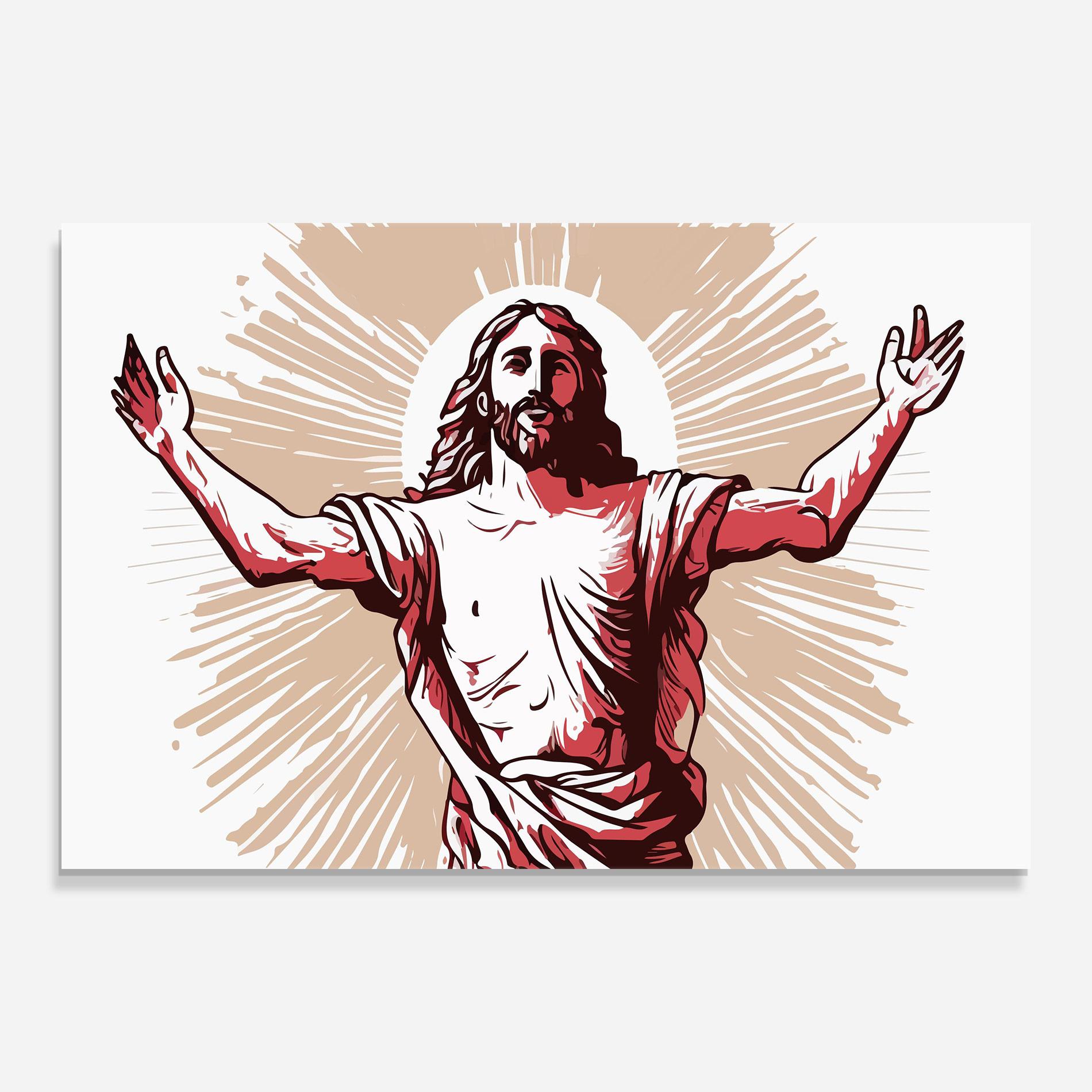 Tablou Sticla Artistic Jesus mockup 0