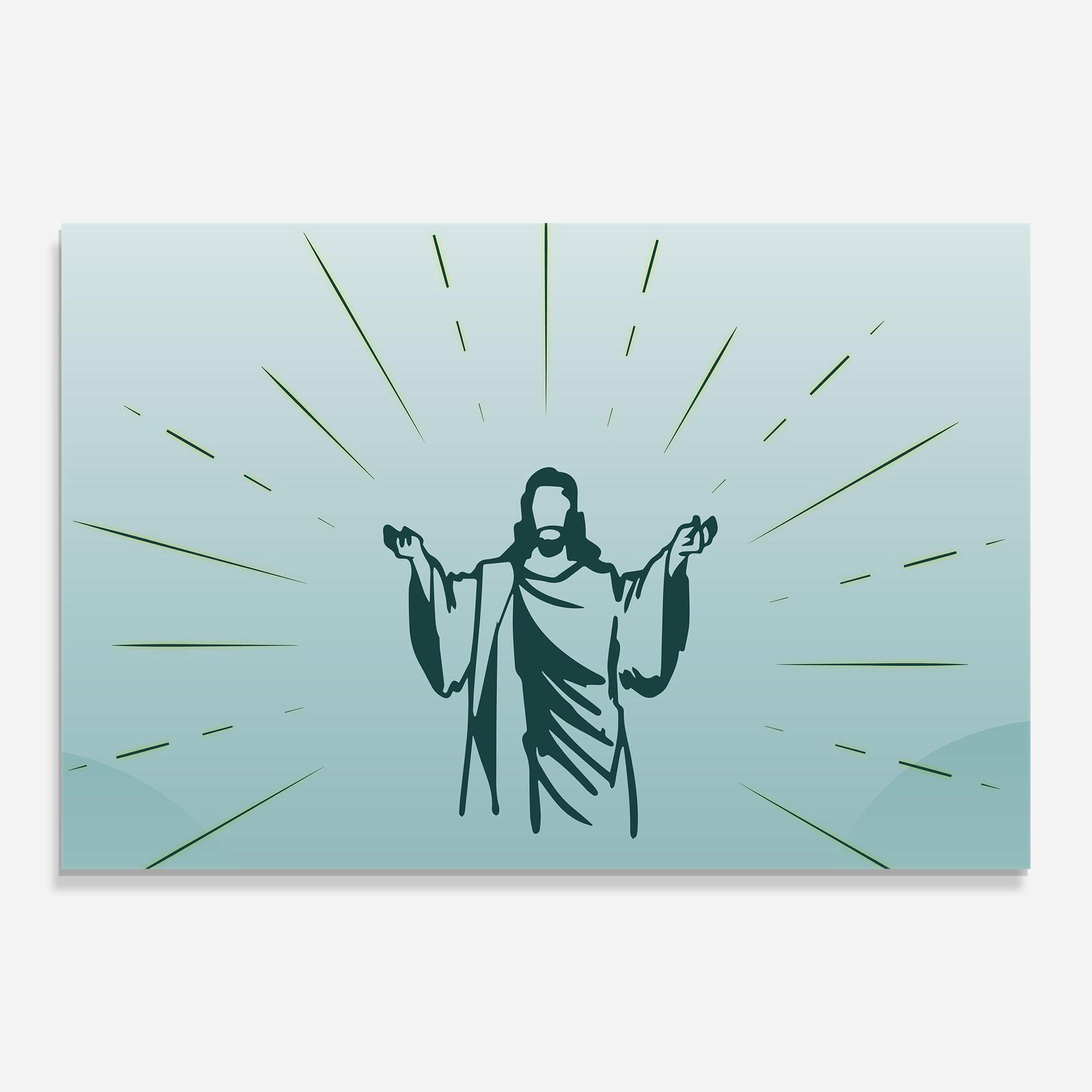 Tablou Sticla Blue Art Jesus mockup 0