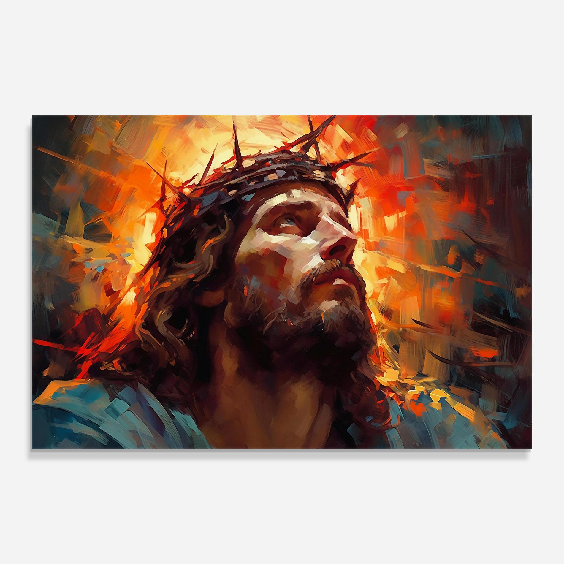 Tablou Sticla Jesus Crown Light mockup 0