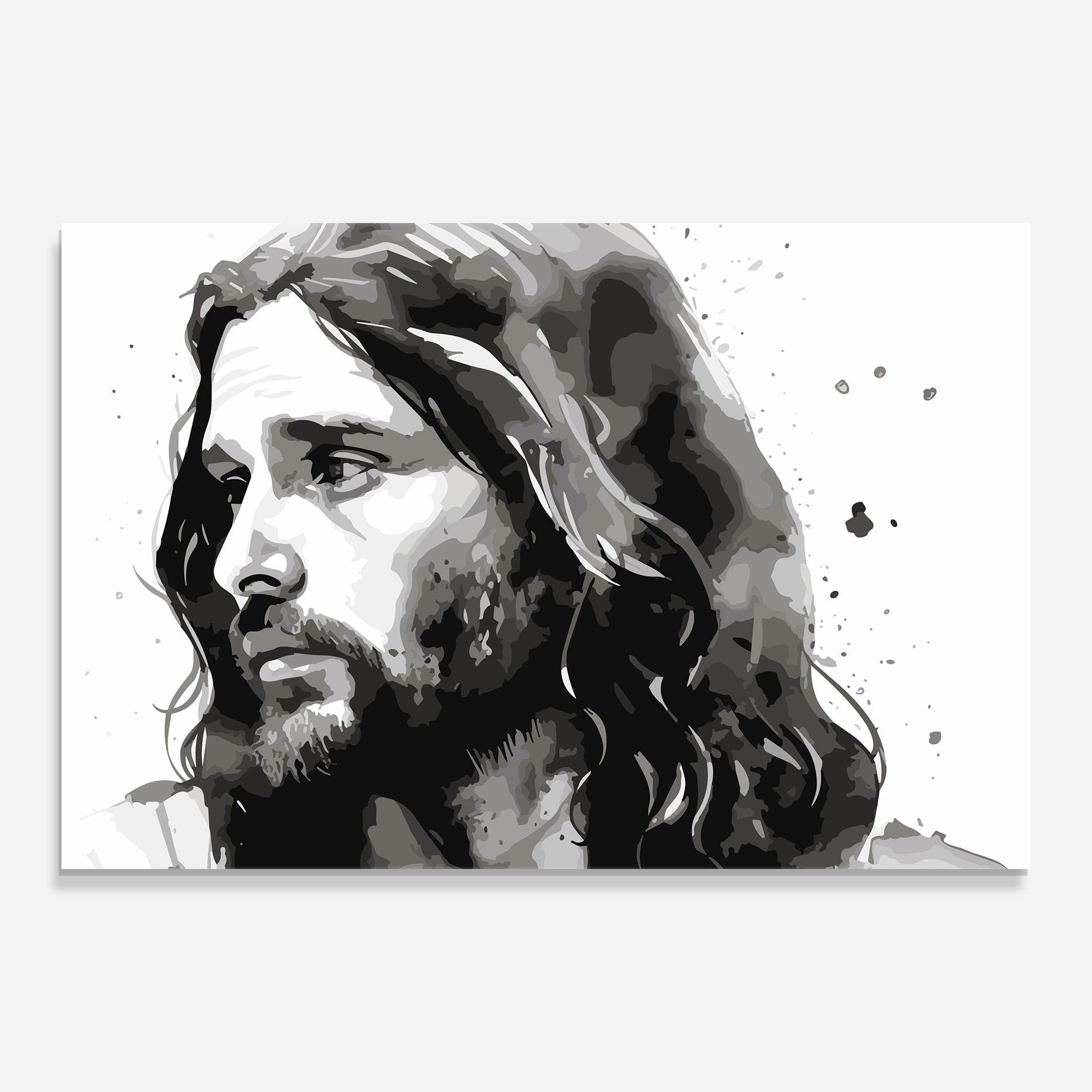 Tablou Sticla Jesus Watercolor mockup 0