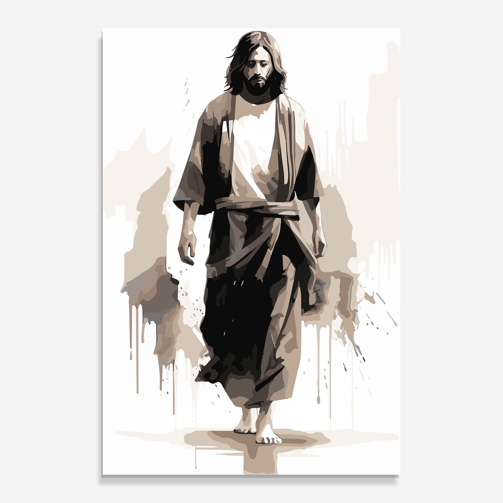 Tablou Sticla Cream Art Jesus mockup 0