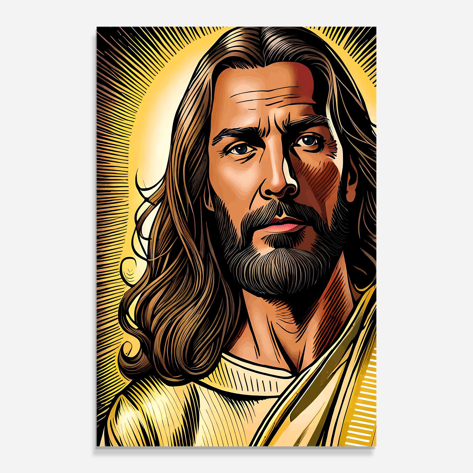Tablou Sticla Gold Art Jesus mockup 0