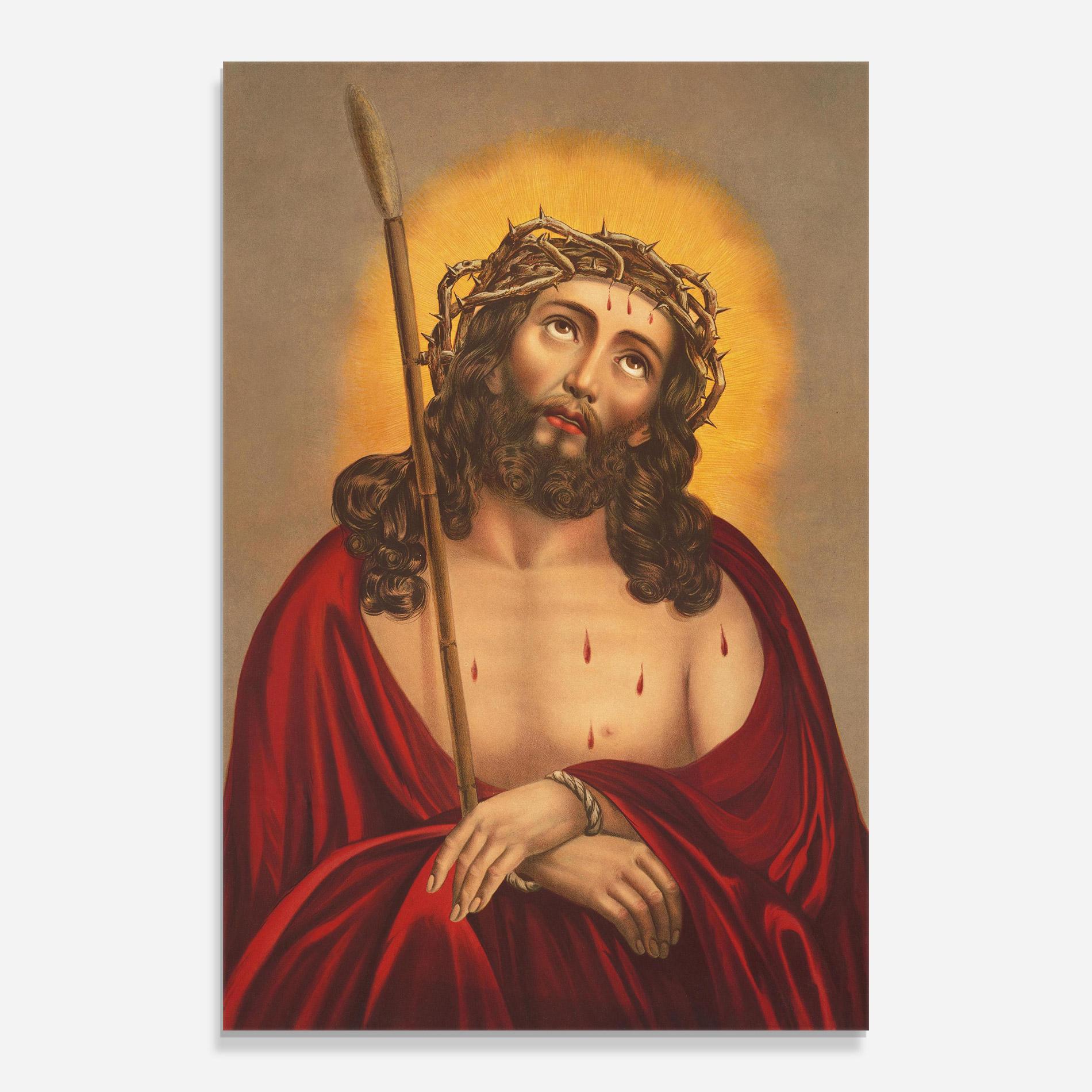 Tablou Sticla Red Dresses Jesus mockup 0