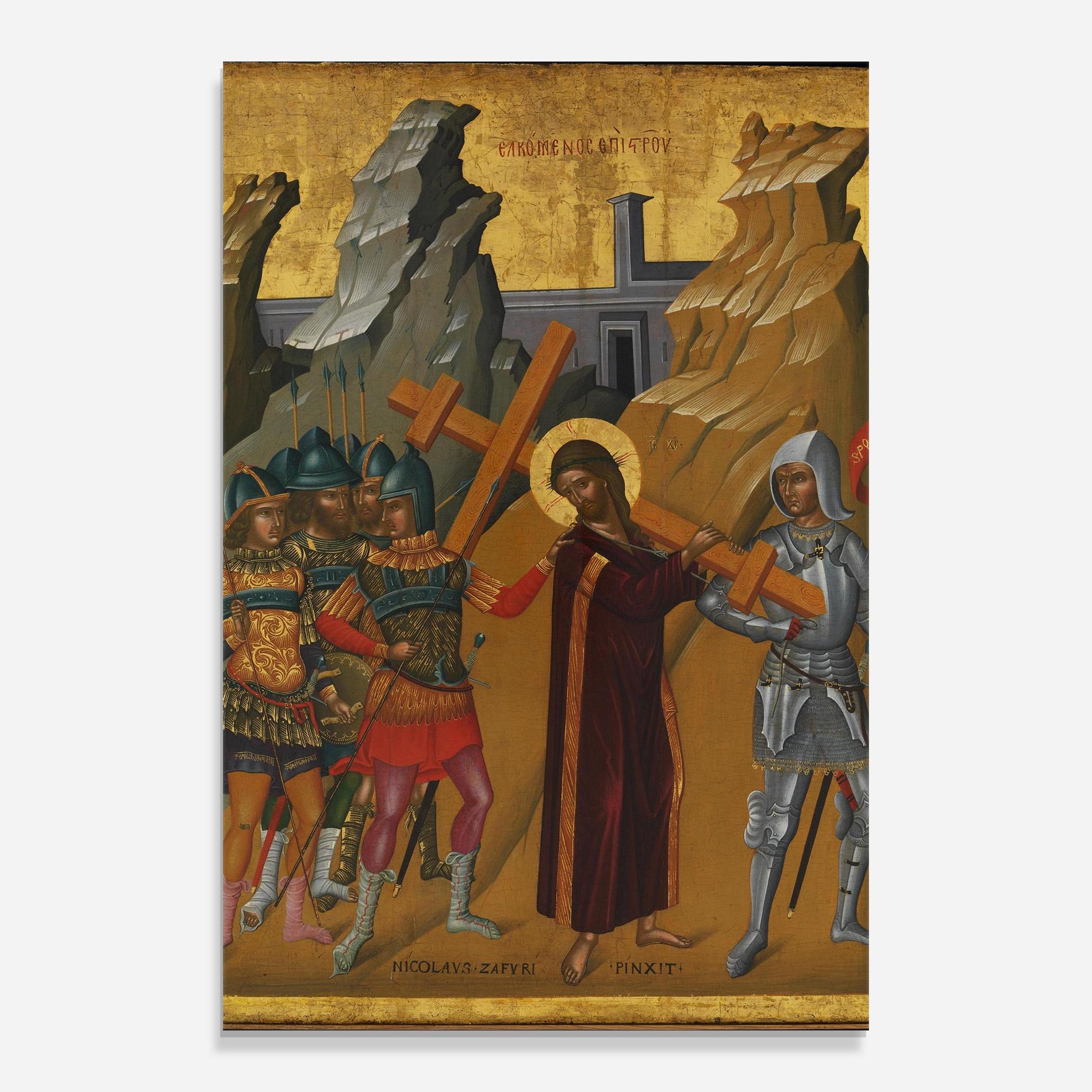 Tablou Sticla Walking With Cross mockup 0