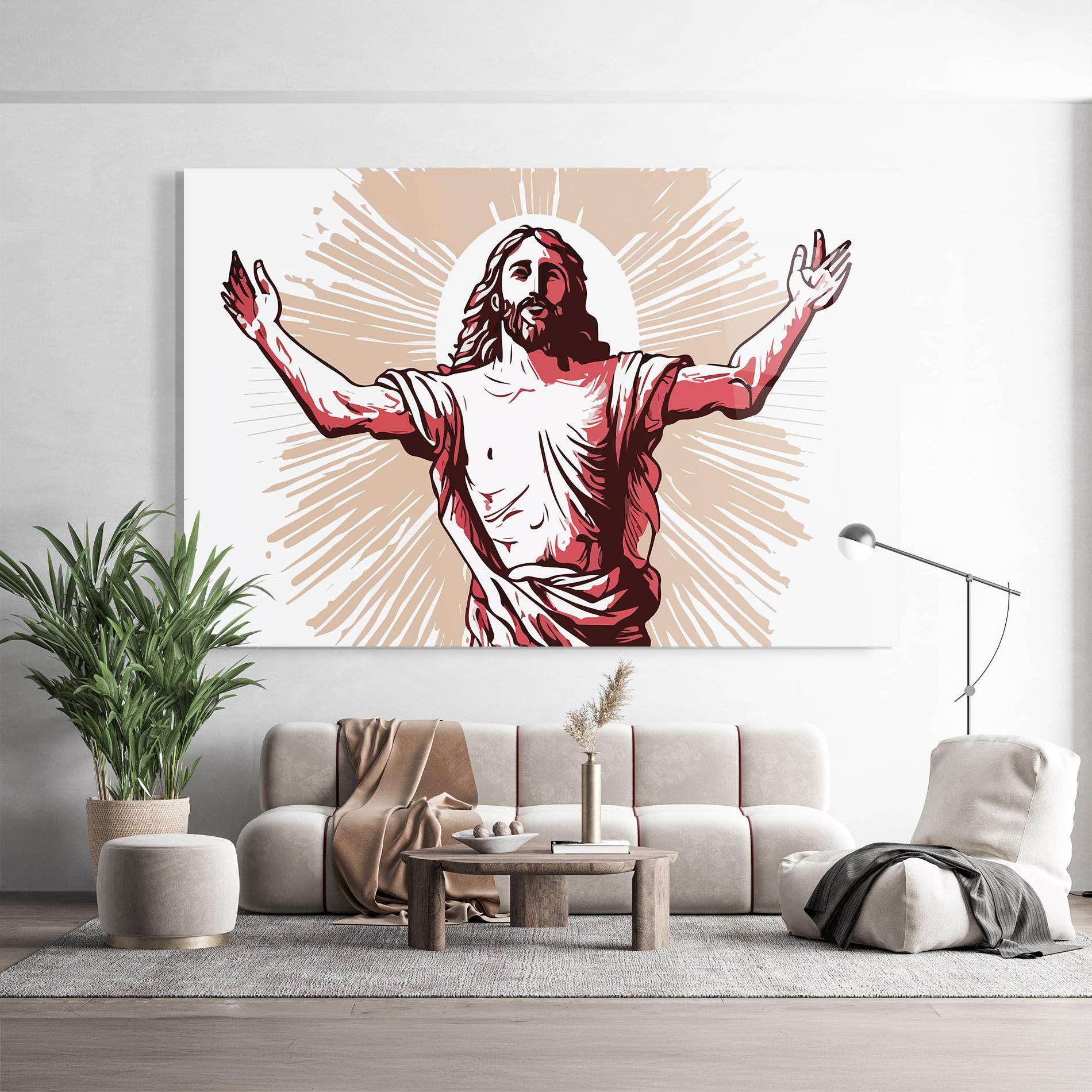 Tablou Sticla Artistic Jesus mockup 9