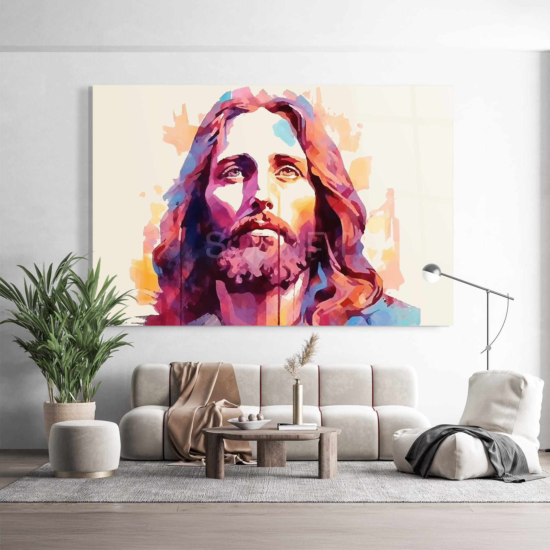 Tablou Sticla Color Jesus mockup 9