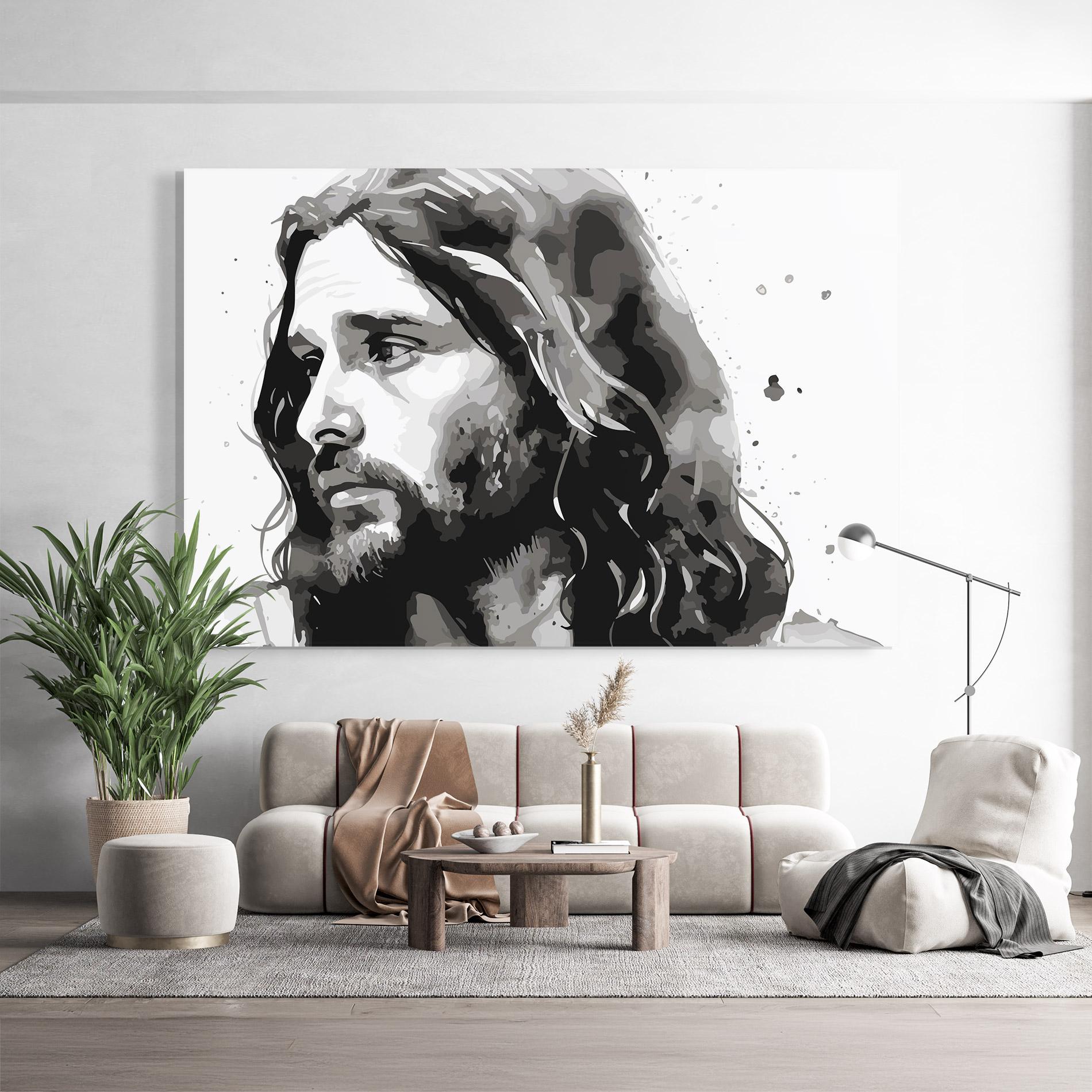 Tablou Sticla Jesus Watercolor mockup 9