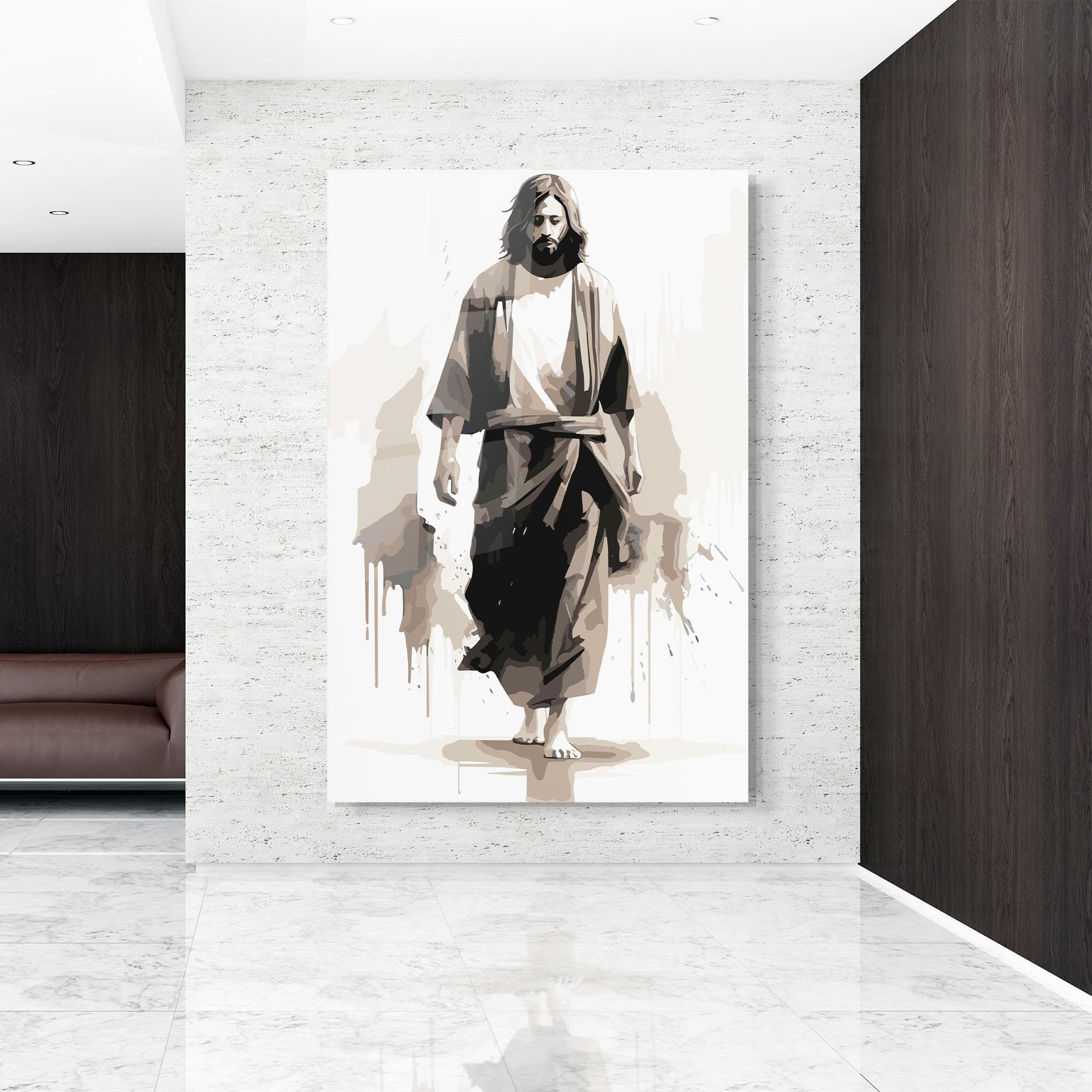 Tablou Sticla Cream Art Jesus mockup 9