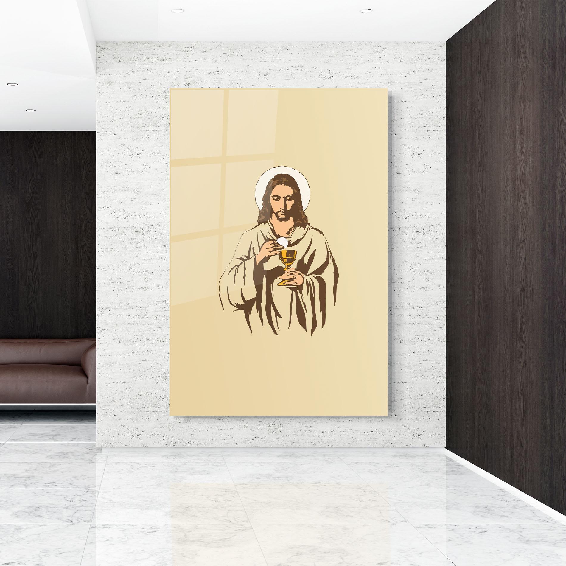 Tablou Sticla Cream Jesus mockup 9