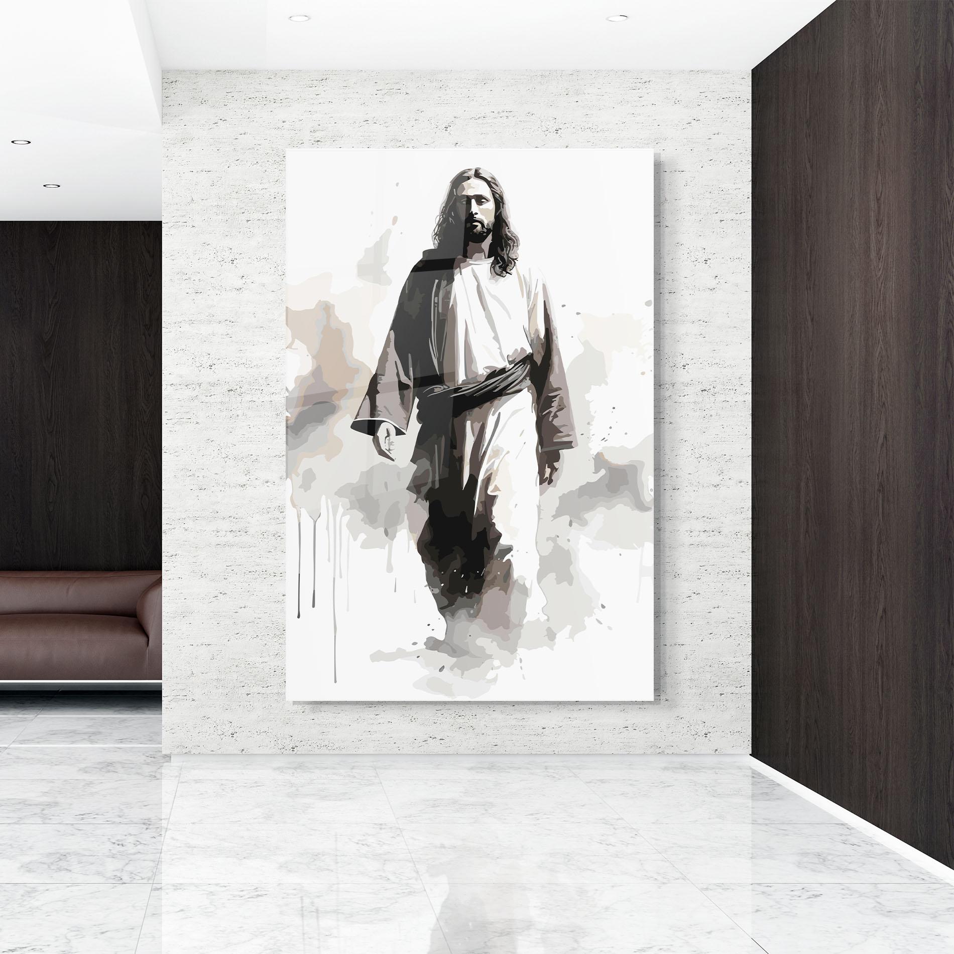 Tablou Sticla Watercolor Jesus mockup 9