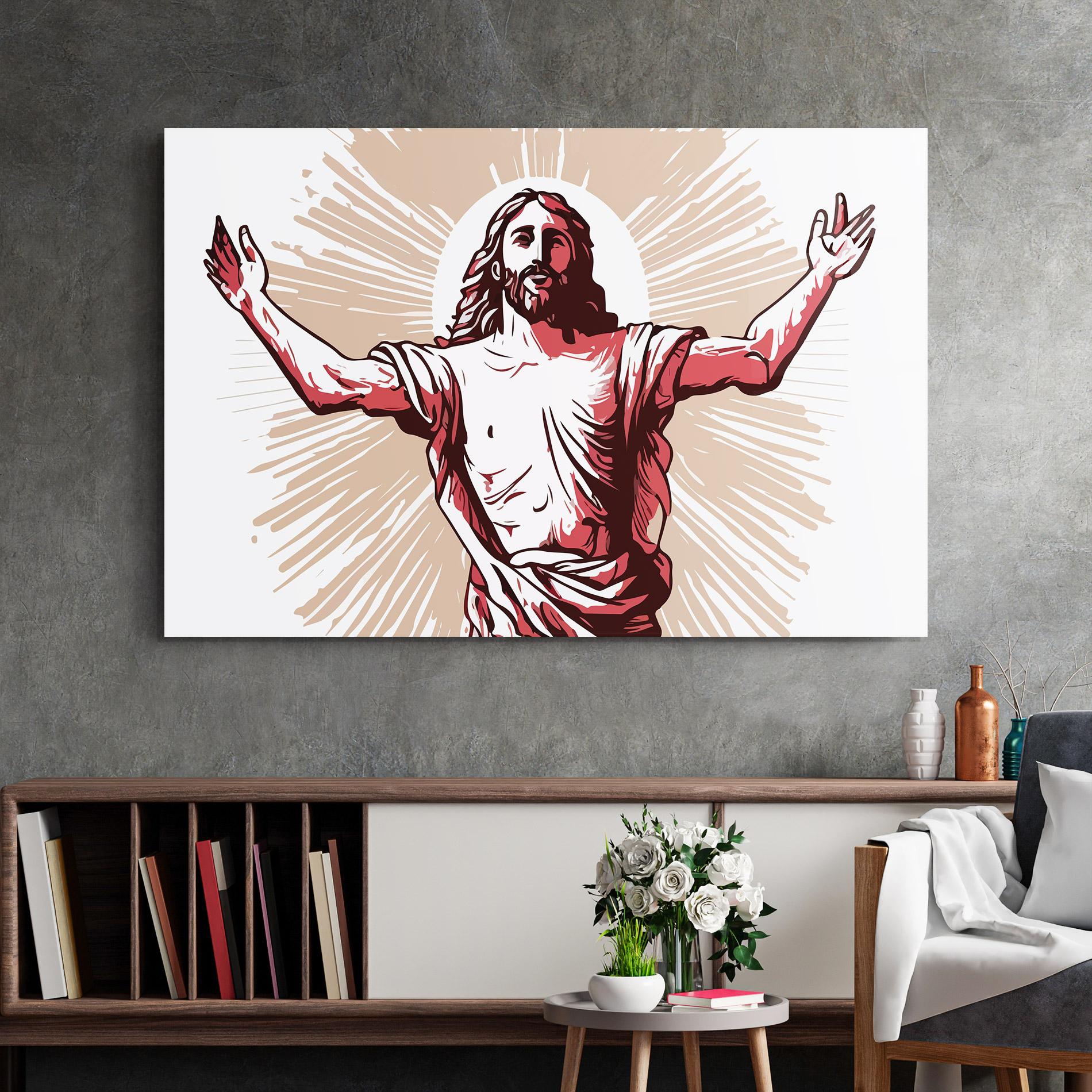 Tablou Sticla Artistic Jesus mockup 2