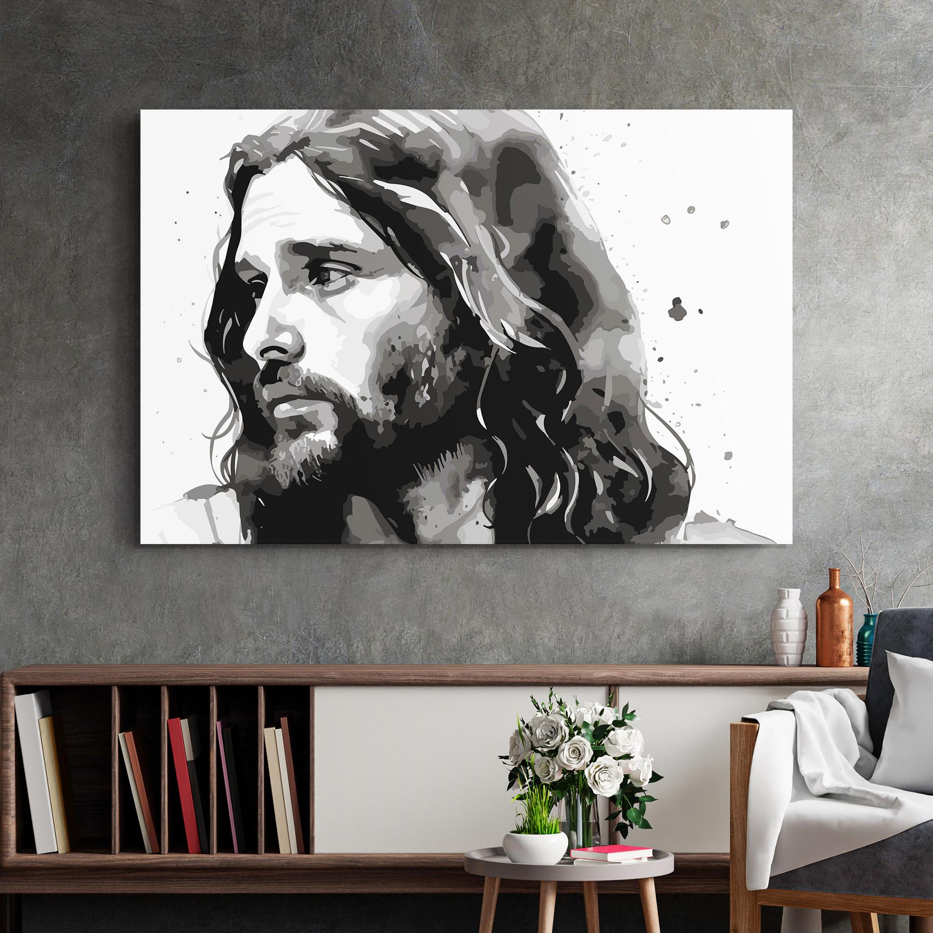 Tablou Sticla Jesus Watercolor mockup 2