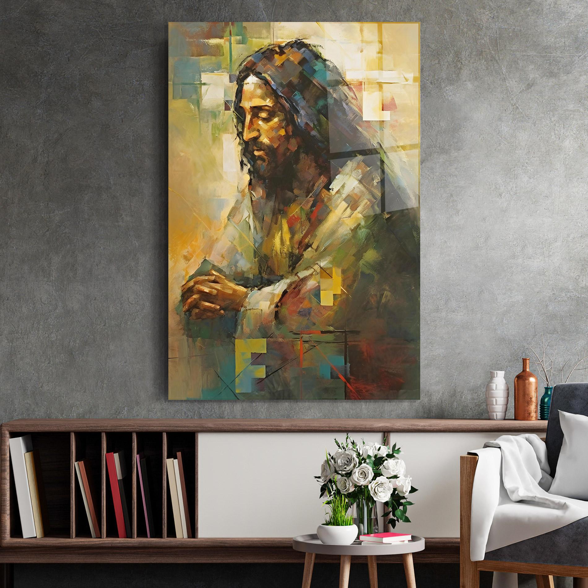 Tablou Sticla Christ Painting Art mockup 2