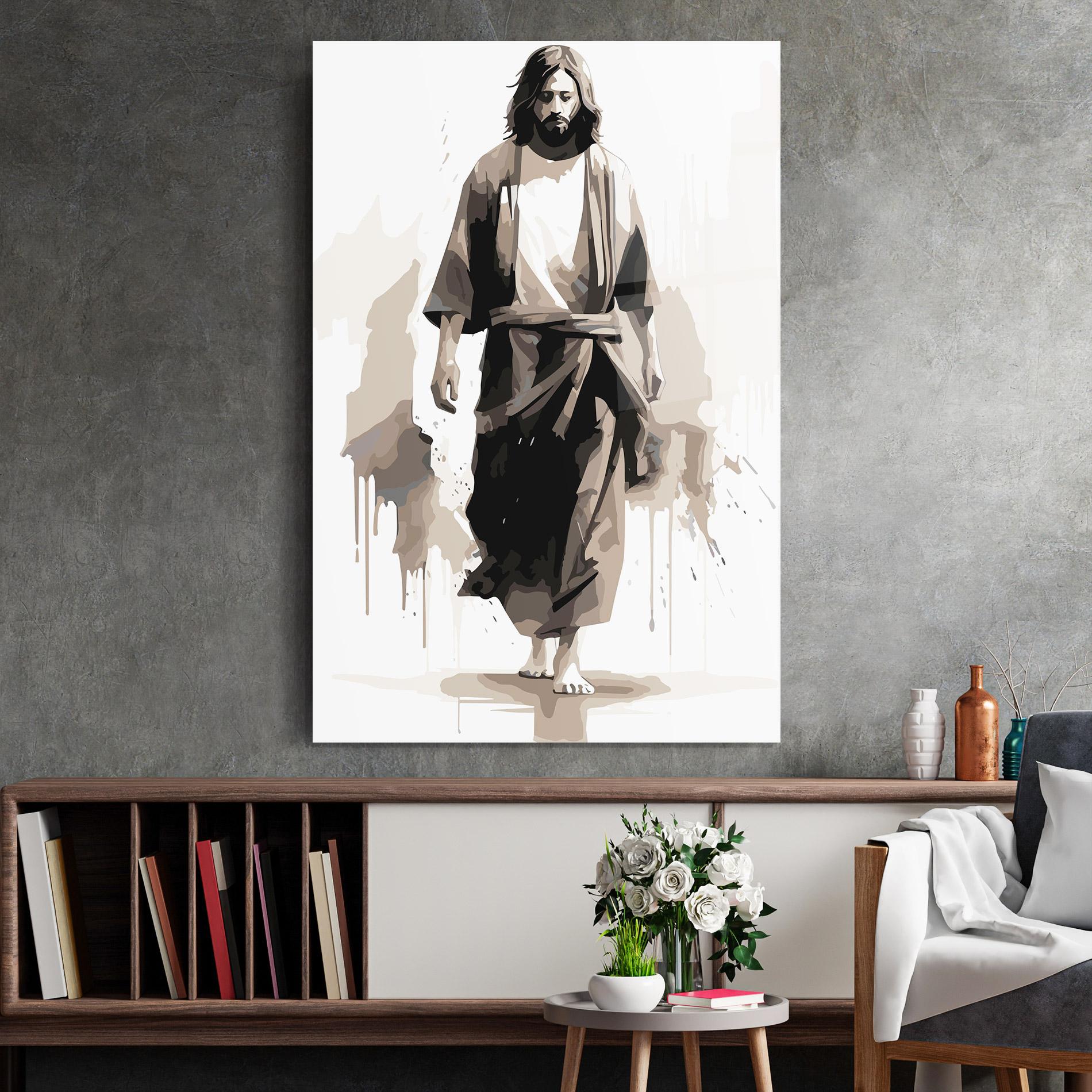 Tablou Sticla Cream Art Jesus mockup 2