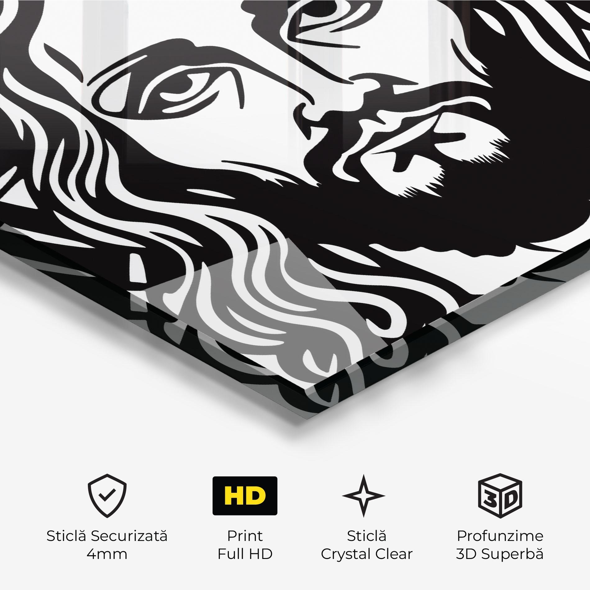 Tablou Sticla Black Line Jesus mockup 3