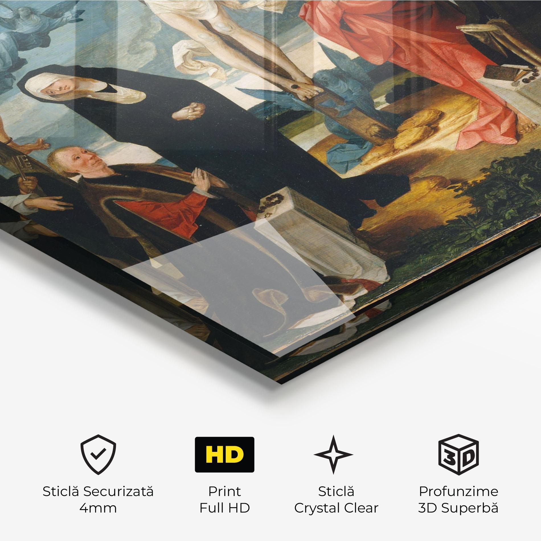 Tablou Sticla Jesus Cross Birds mockup 3