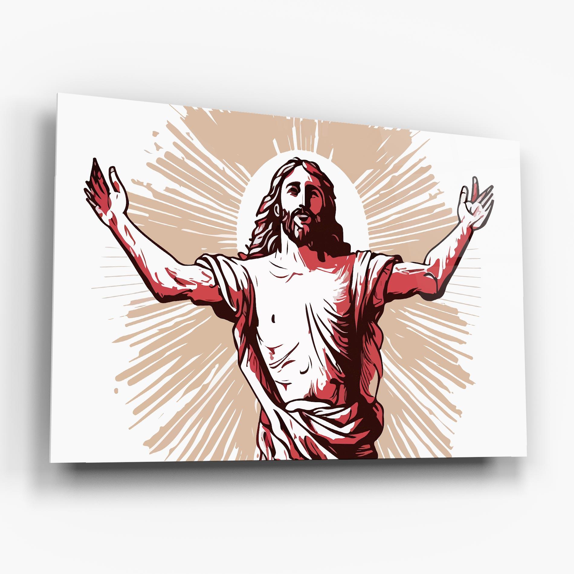 Tablou Sticla Artistic Jesus mockup 6