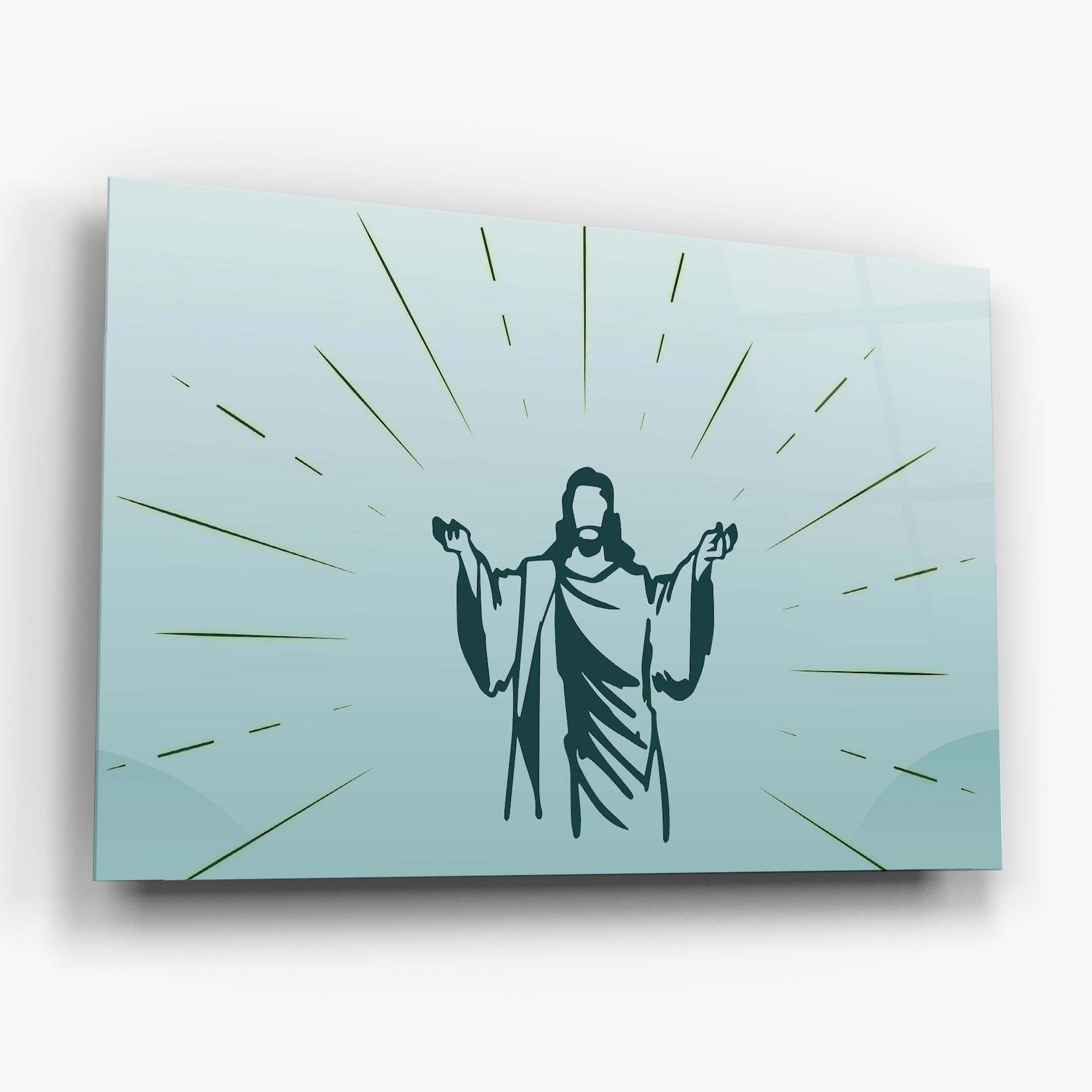Tablou Sticla Blue Art Jesus mockup 6