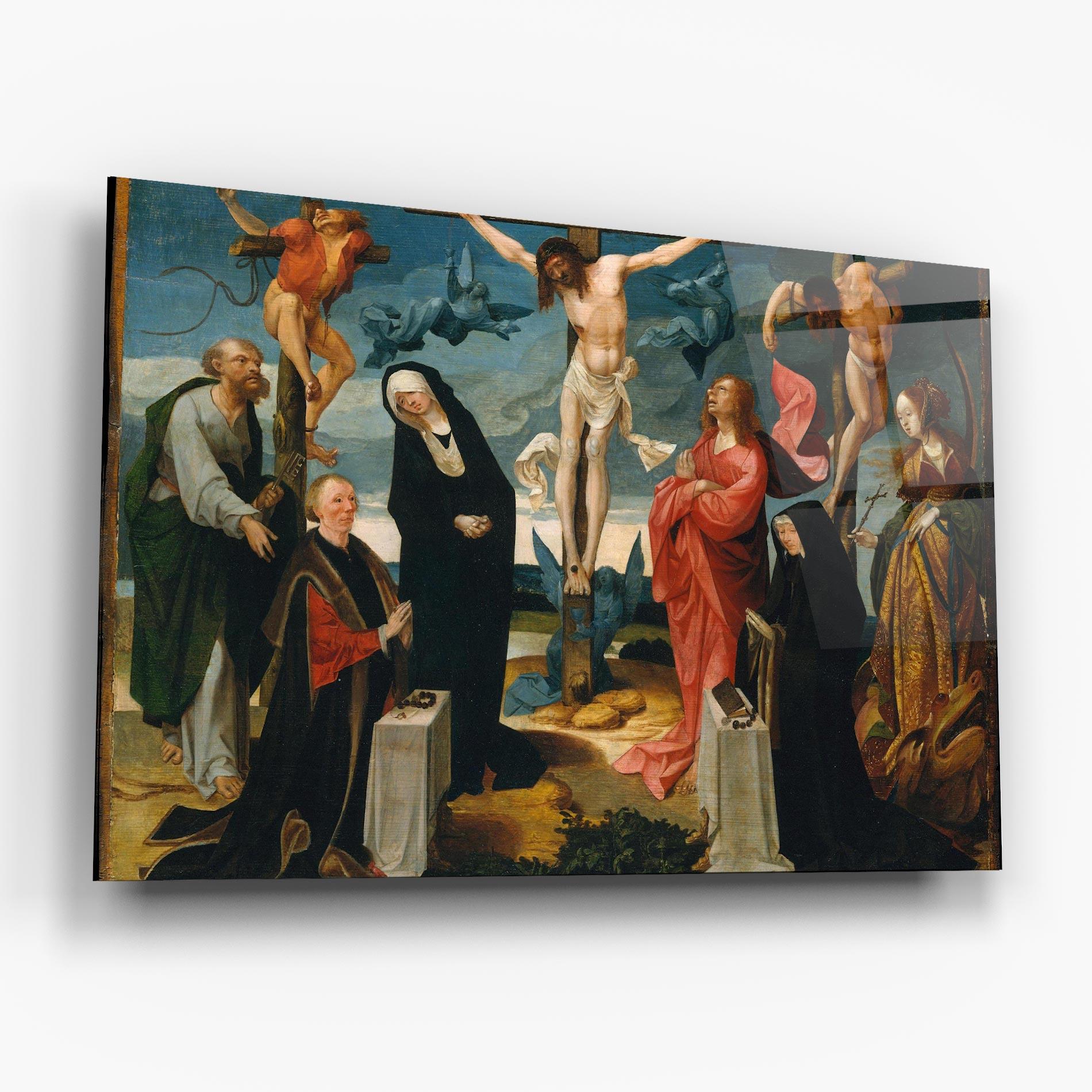 Tablou Sticla Jesus Cross Birds mockup 6