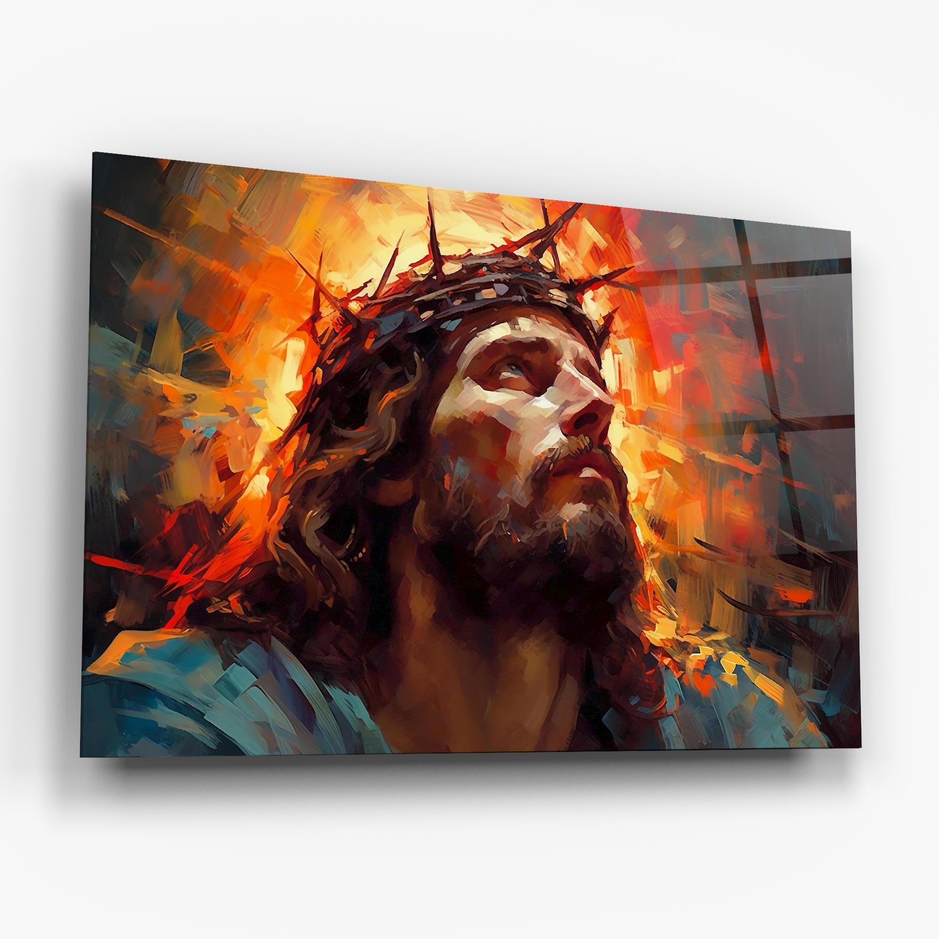 Tablou Sticla Jesus Crown Light mockup 6