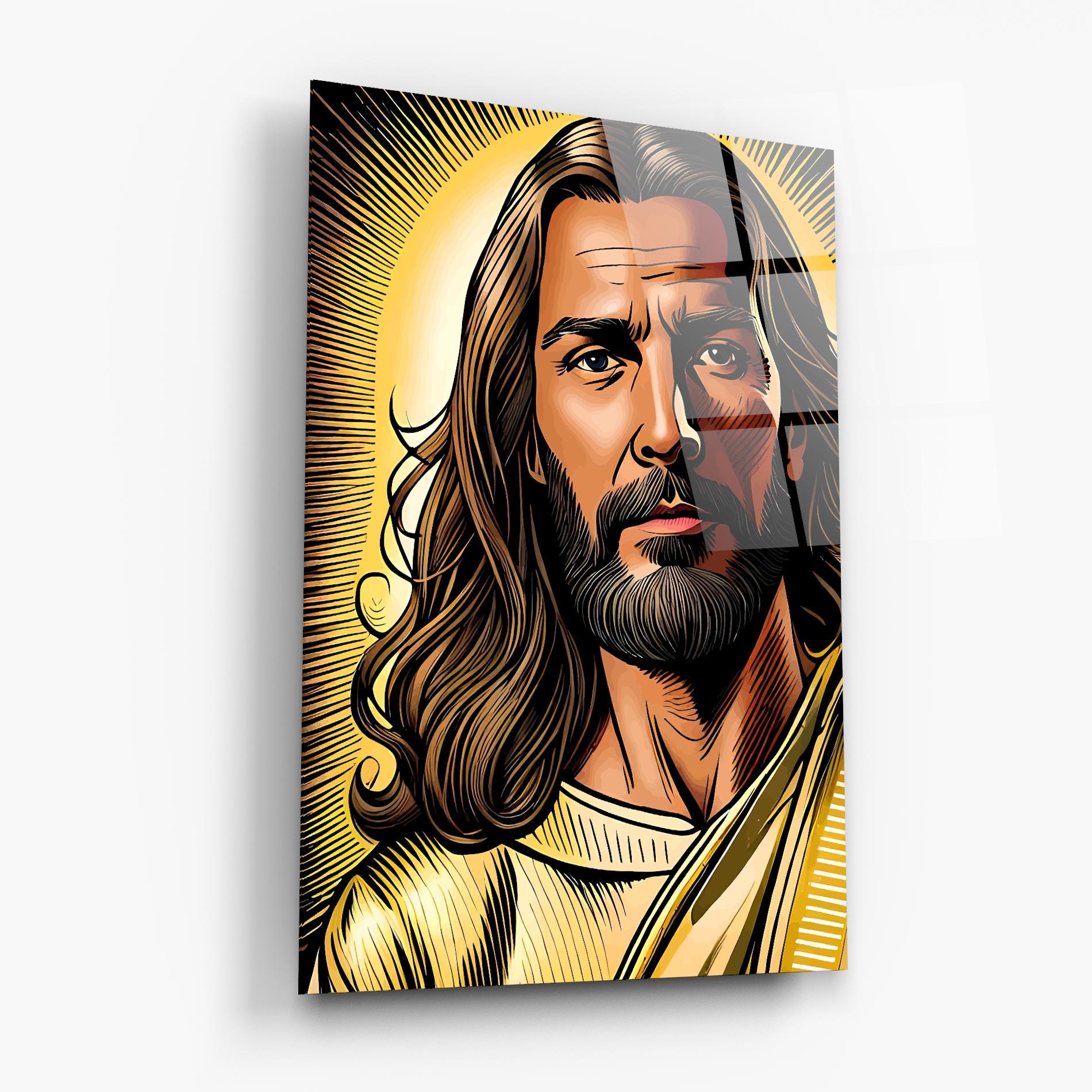 Tablou Sticla Gold Art Jesus mockup 6
