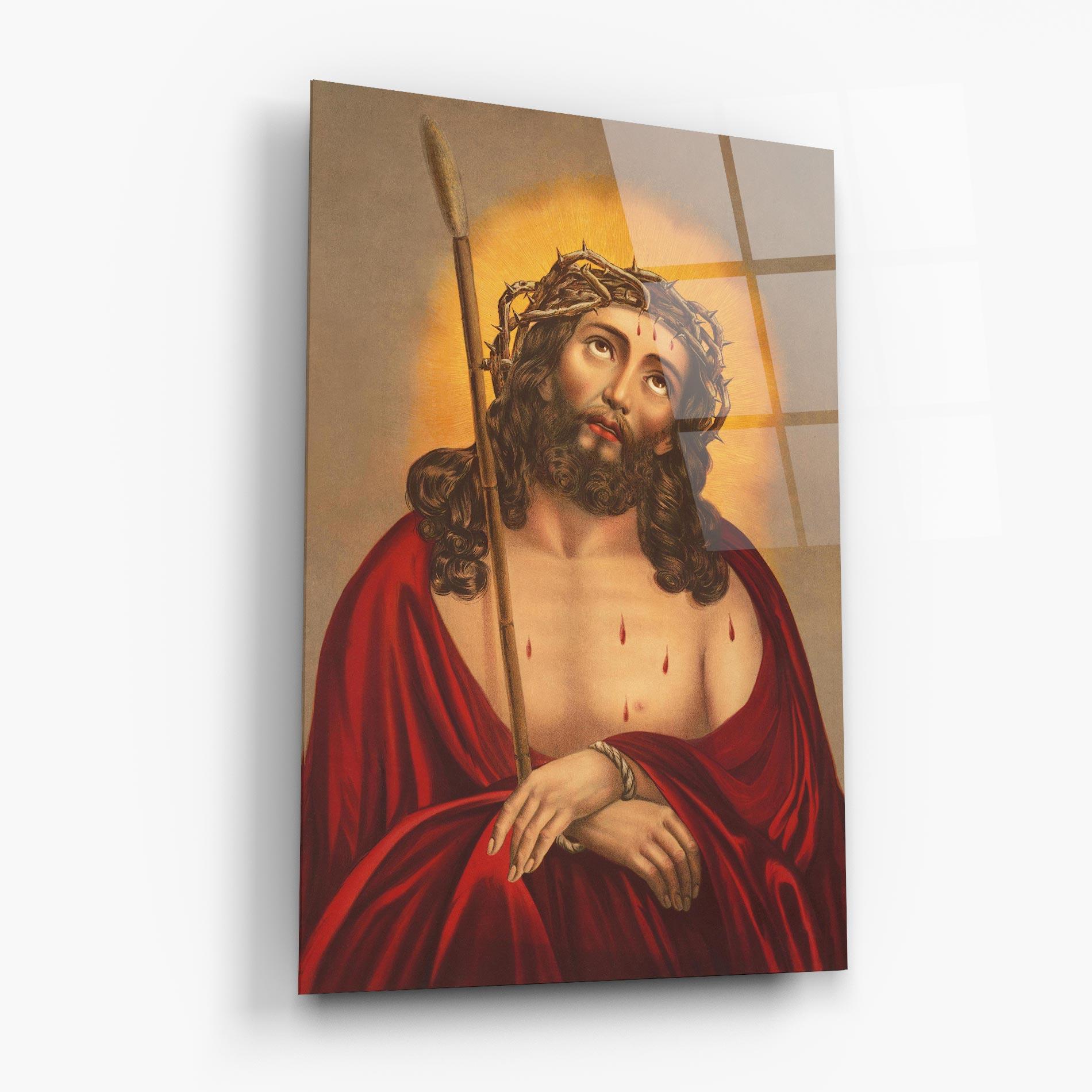 Tablou Sticla Red Dresses Jesus mockup 6