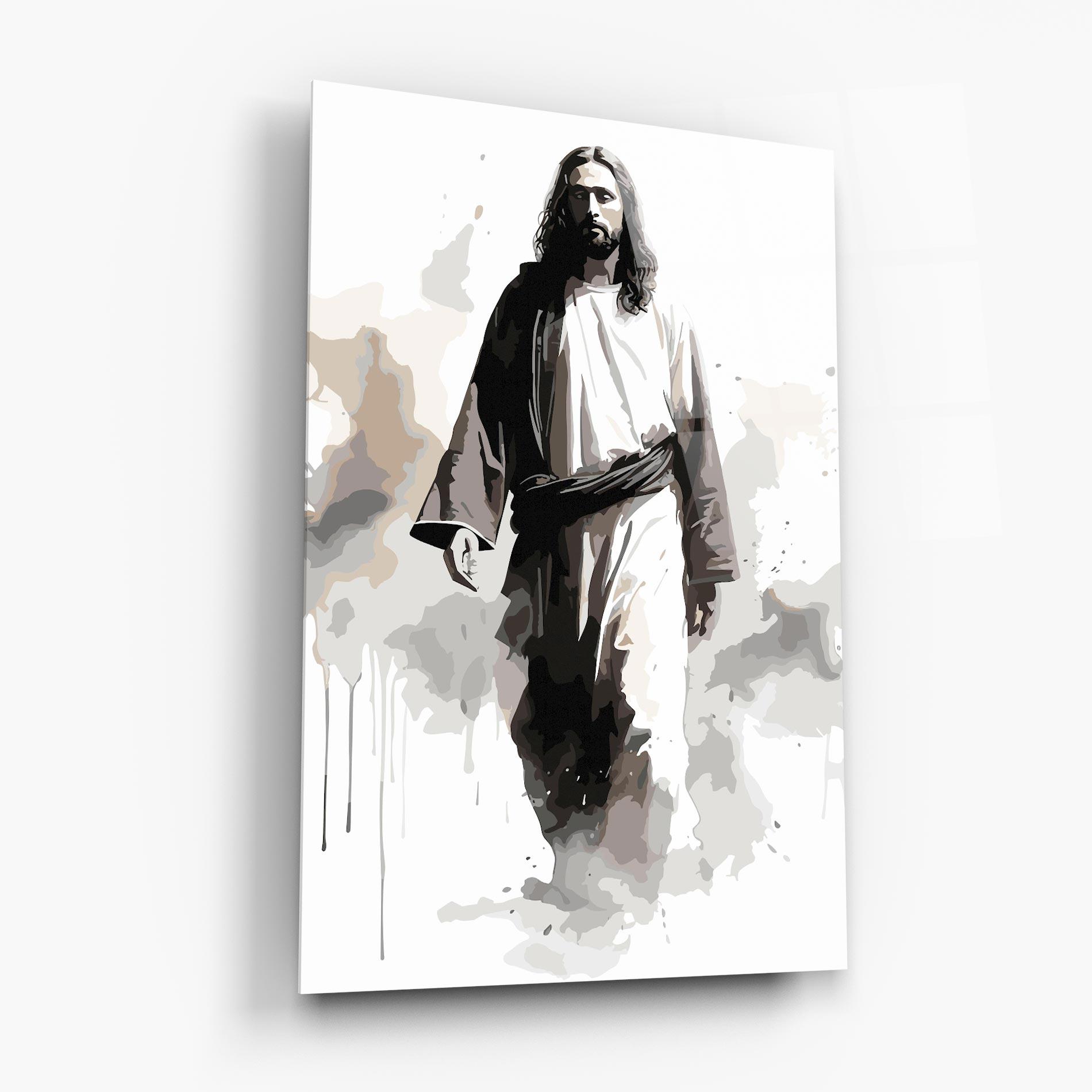 Tablou Sticla Watercolor Jesus mockup 6