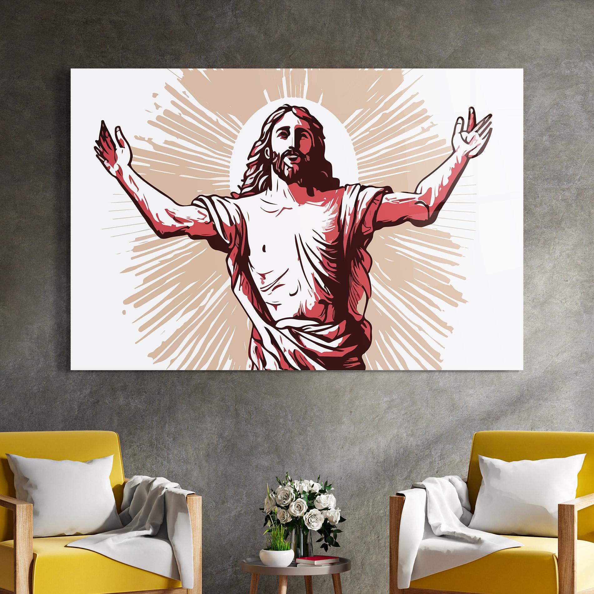 Tablou Sticla Artistic Jesus mockup 4